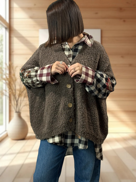 MARA - GILET TAUPE SANS MANCHES JUSQU'A LA TAILLE 56