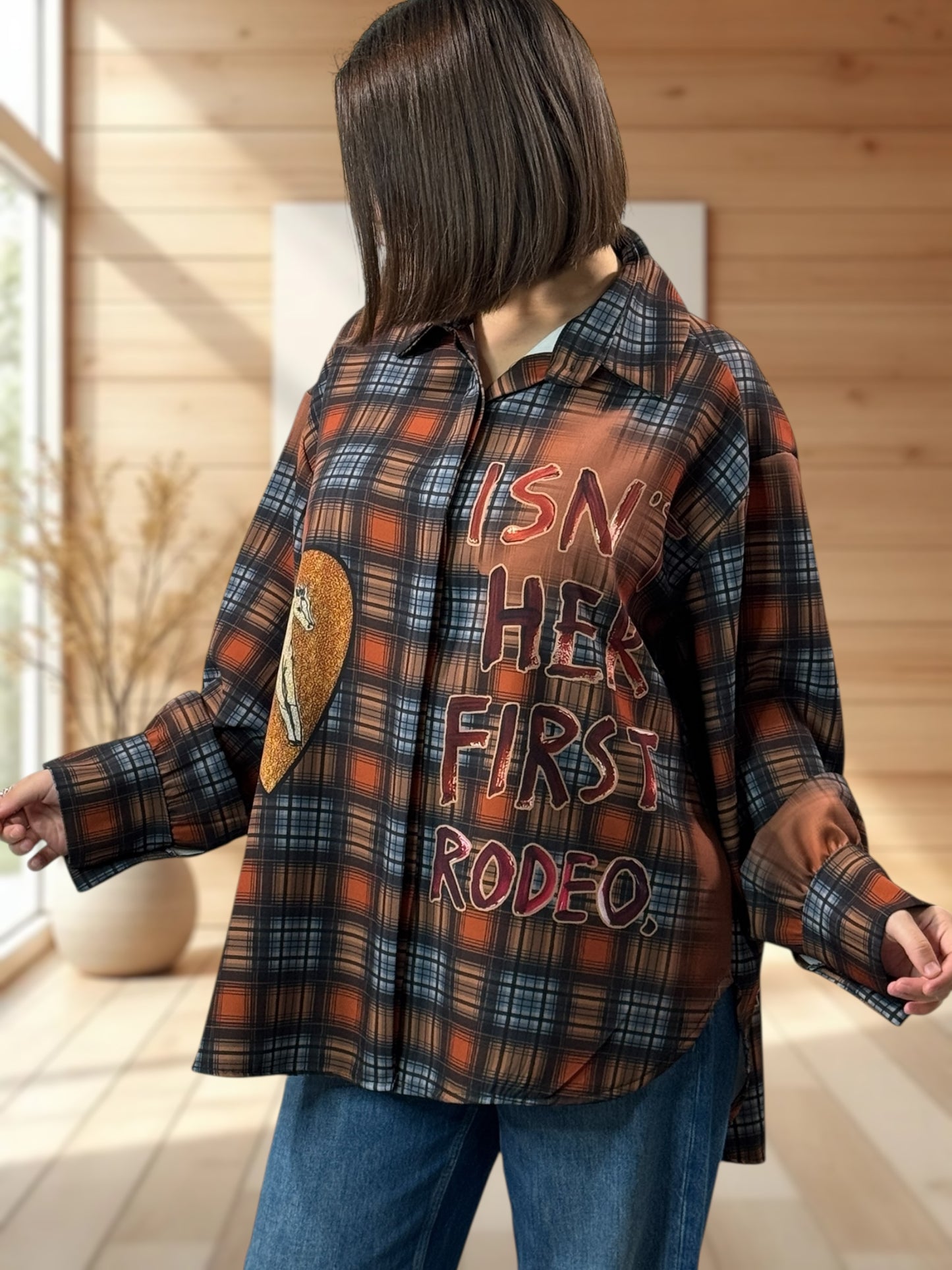 YSOLINE REF10 - CHEMISE OVERSIZE A MOTIF JUSQU'A LA TAILLE 52/54
