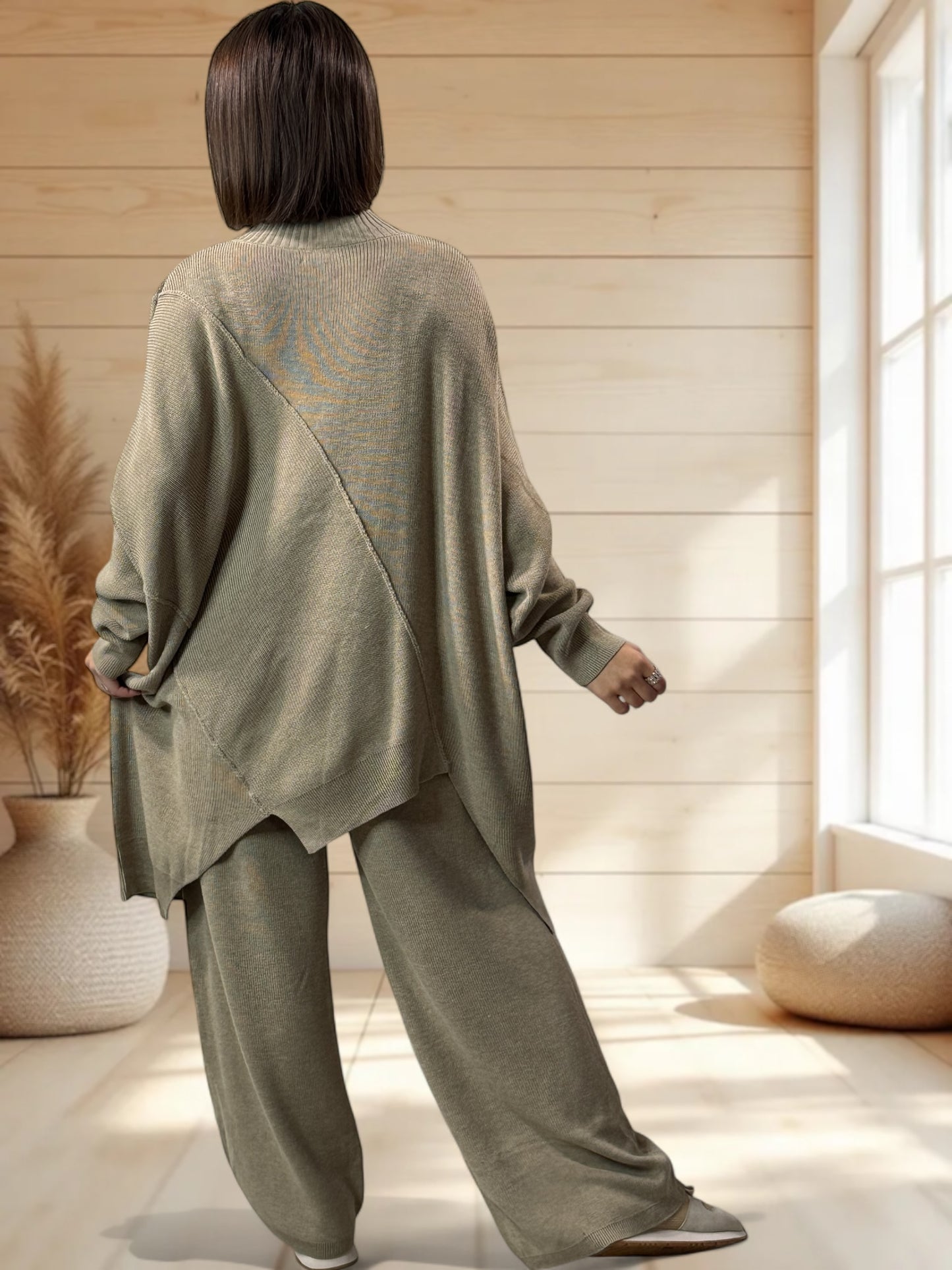 CLOE - ENSEMBLE EN MAILLE BEIGE JUSQU'A LA TAILLE 50
