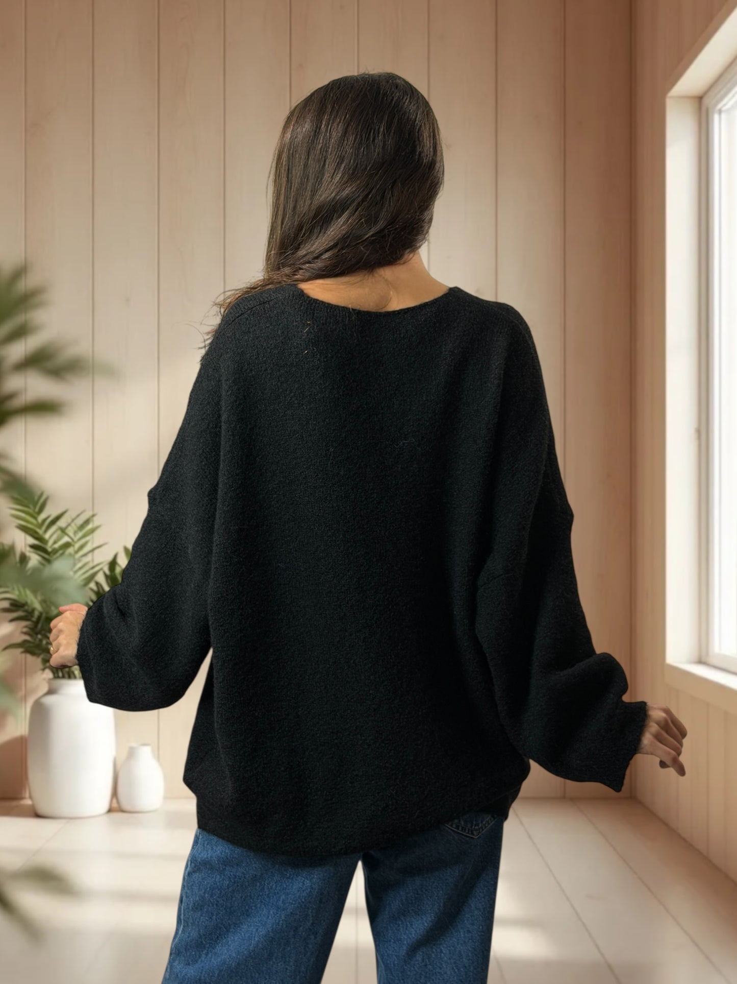 CLAUDIO - PULL NOIR LOGO BOHEME JUSQU'A LA TAILLE 54/56