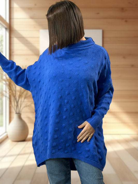 CAMILLA - PULL BLEU OVERSIZE JUSQU'A LA TAILLE 56