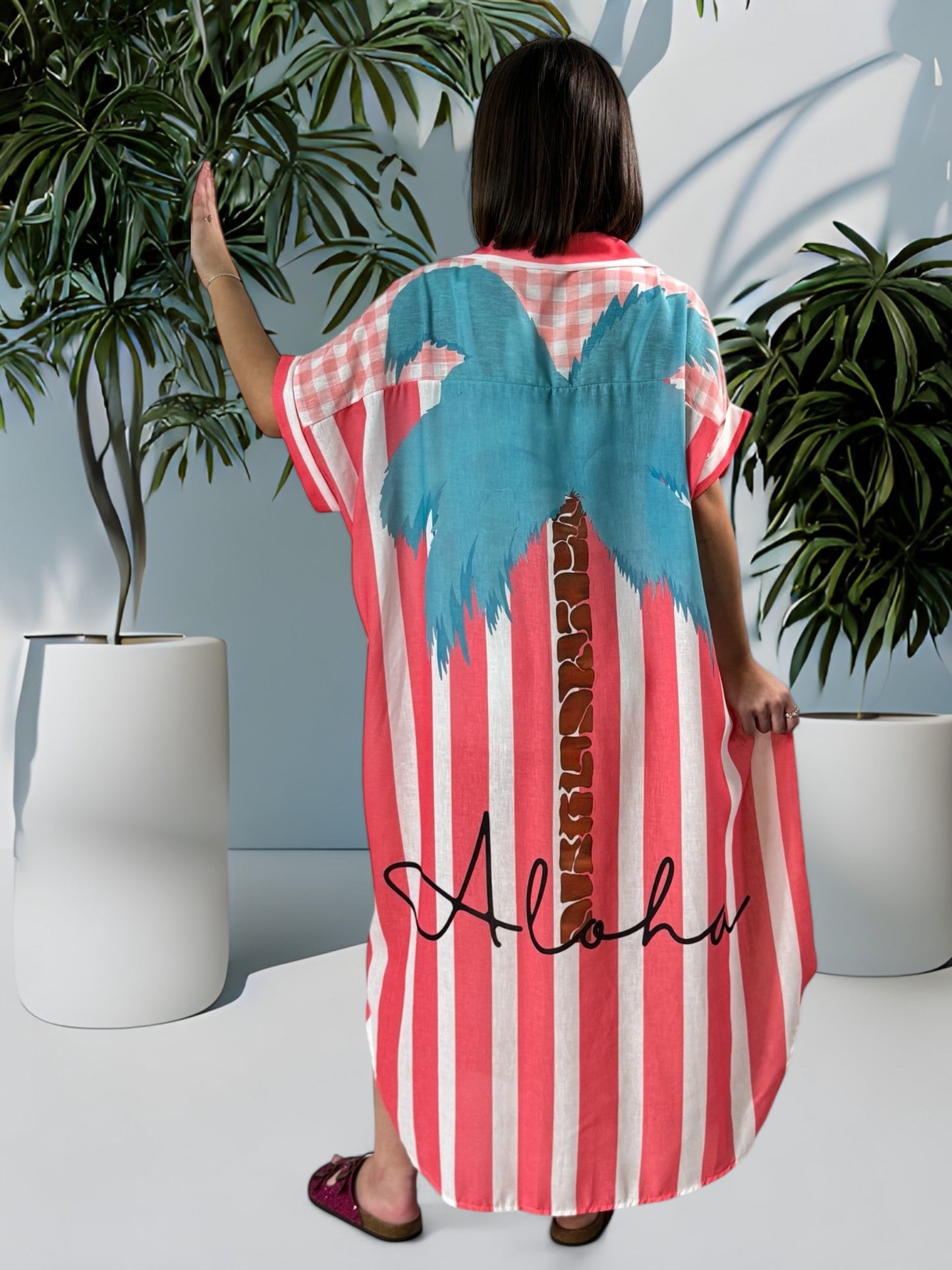ITICA - ROBE OVERSIZE MOTIF PALMIER JUSQU'A LA TAILLE 56