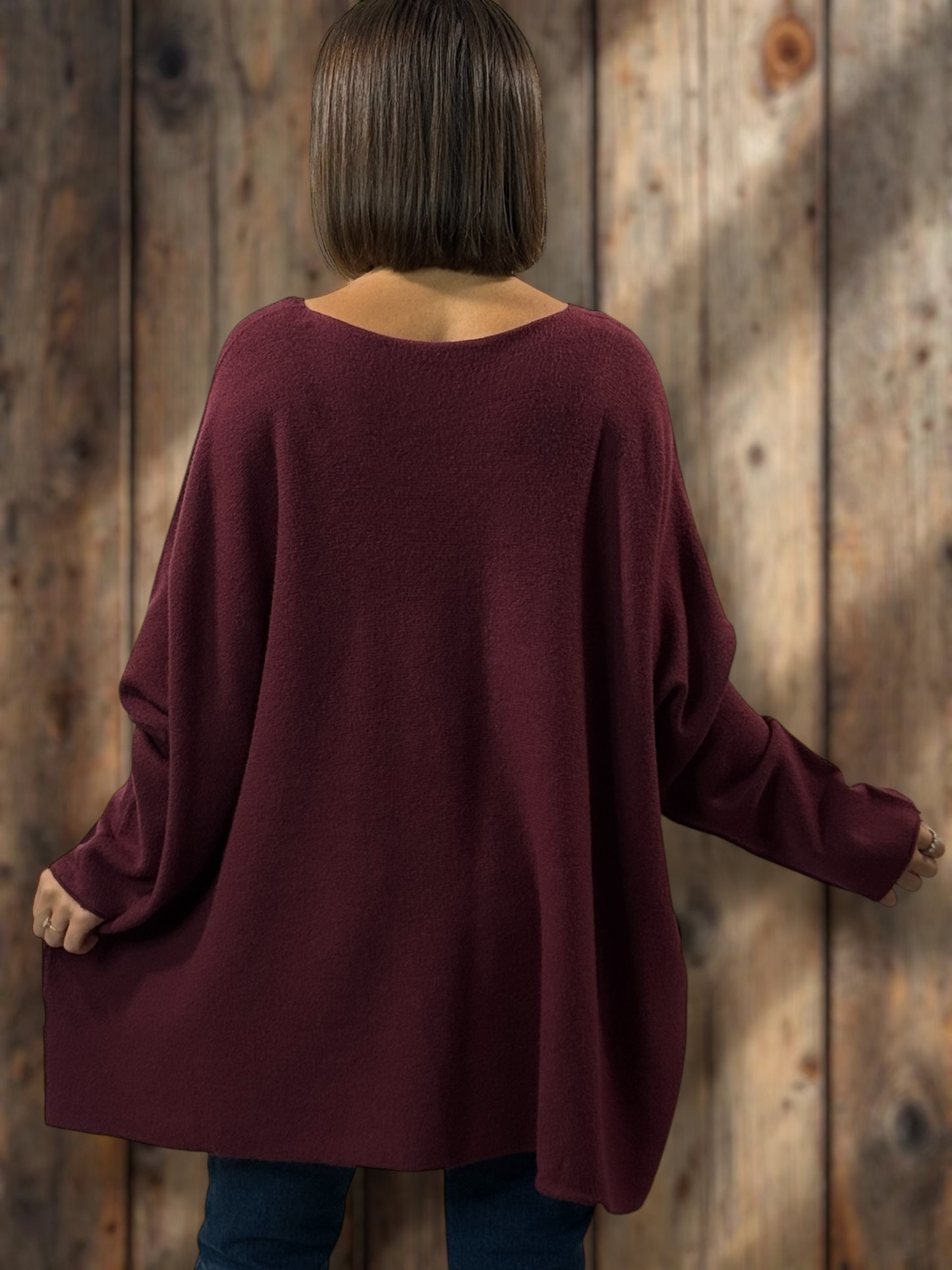 PALOMA - PULL OVERSIZE BORDEAUX JUSQU'A LA TAILLE 56
