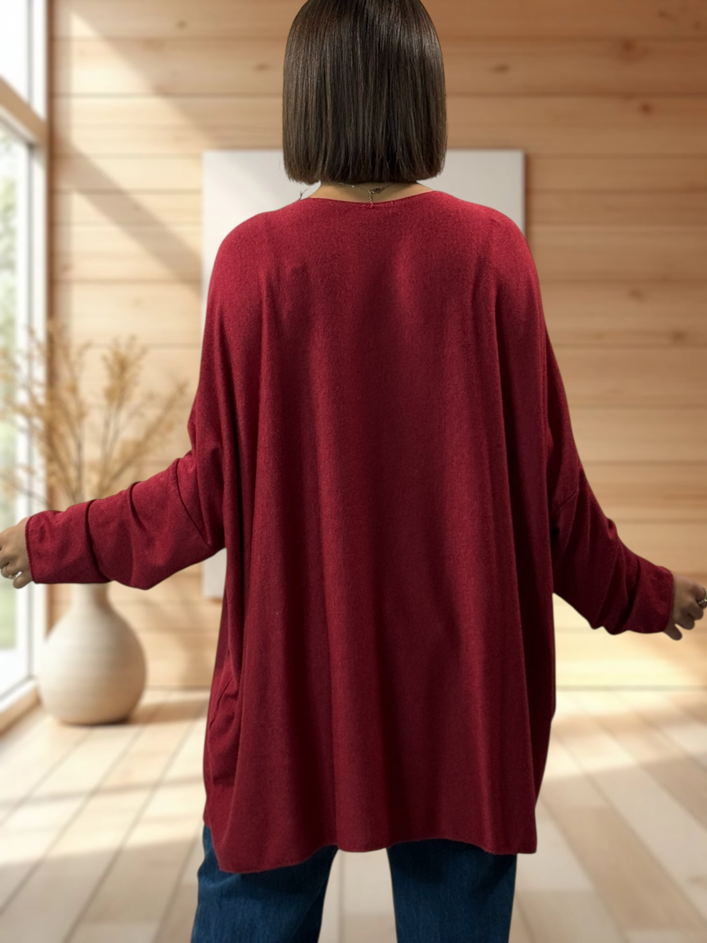 CAPRIO - PULL BORDEAUX EN MAILLE FLUIDE JUSQU'A LA TAILLE 54