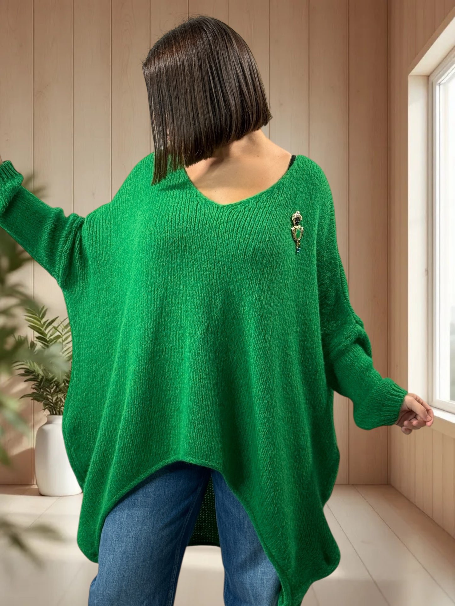 JULIA - PULL OVERSIZE VERT JUSQU'A LA TAILLE 56/58