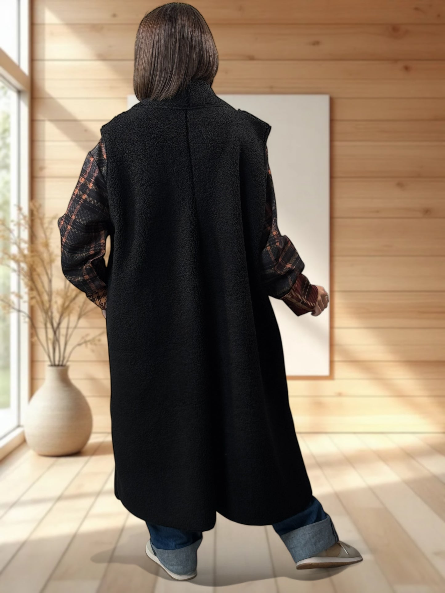 MAUD - GILET NOIR SANS MANCHES JUSQU'A LA TAILLE 54/56