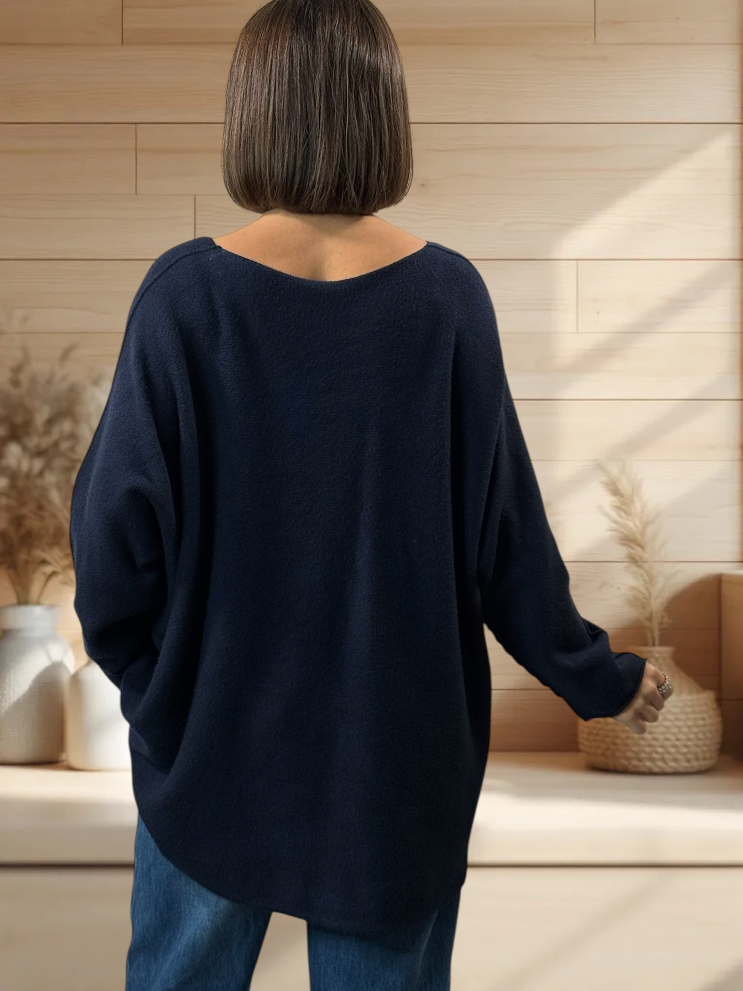 ORLANE - PULL OVERSIZE MARINE JUSQU'A LA TAILLE 54