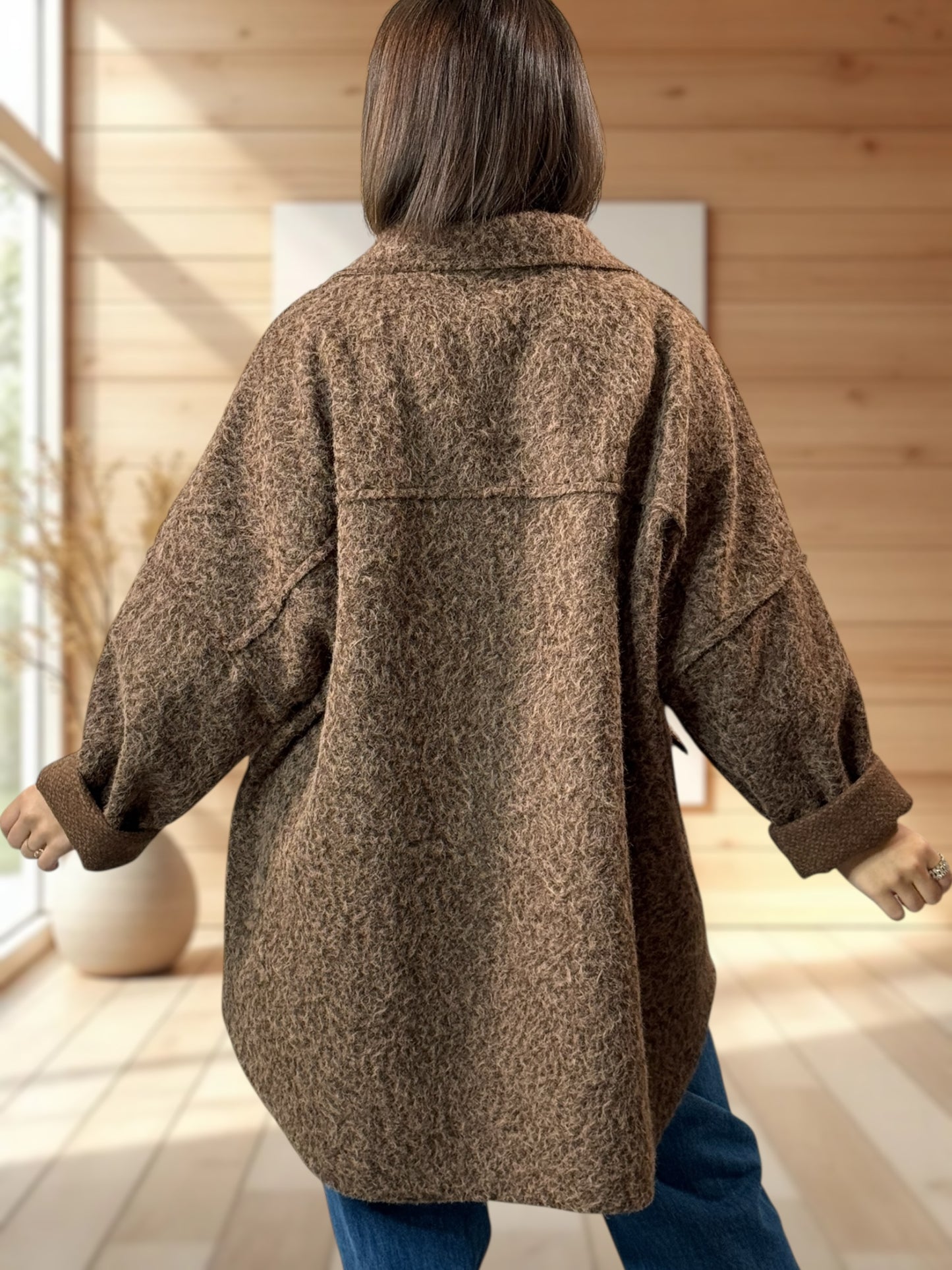RAVELO - VESTE OVERSIZE MARRON JUSQU'A LA TAILLE 54/56