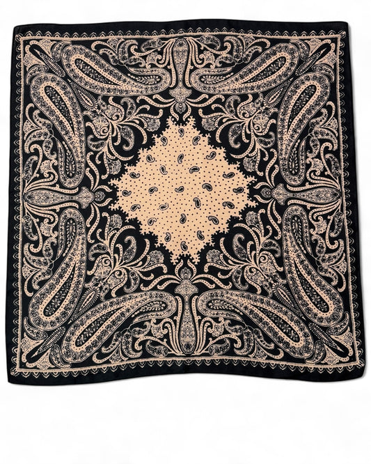 JULIETTE REF13 - PETIT FOULARD MOTIF CAMEL ET NOIR