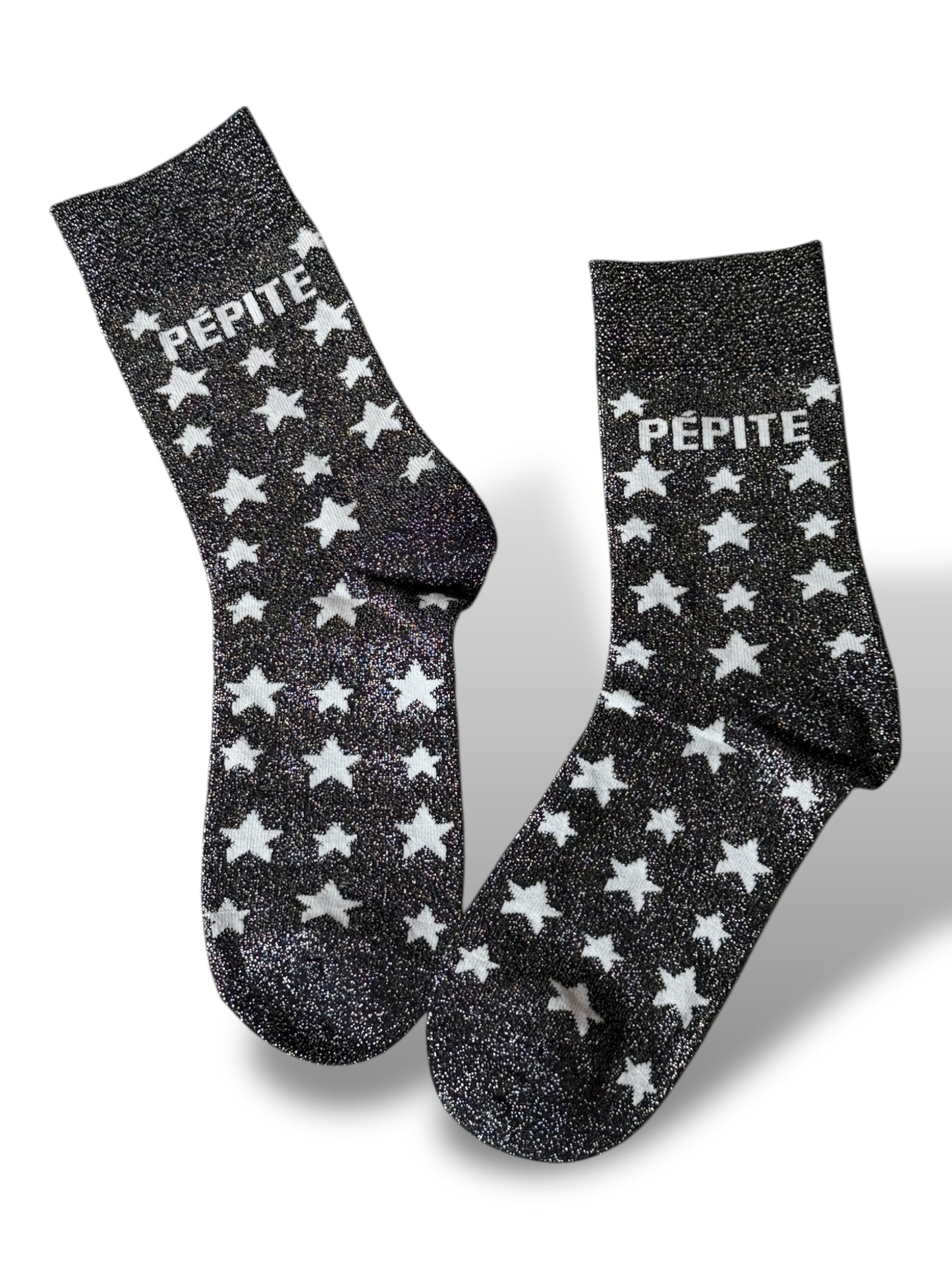 CHAUSSETTES SCINTILLANTES PEPITE NOIR