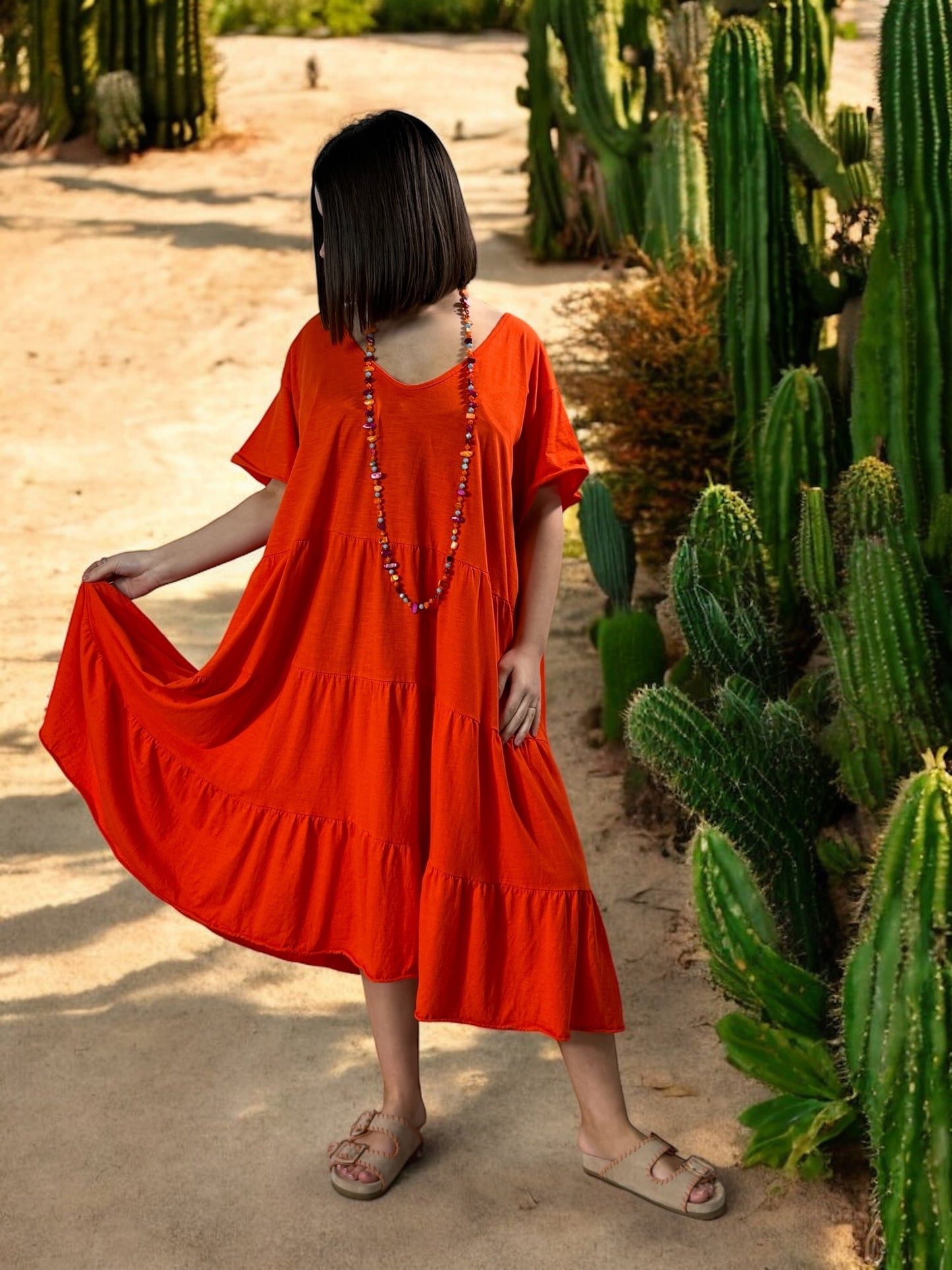 ELSA - ROBE ORANGE OVERSIZE JUSQU'A LA TAILLE 56