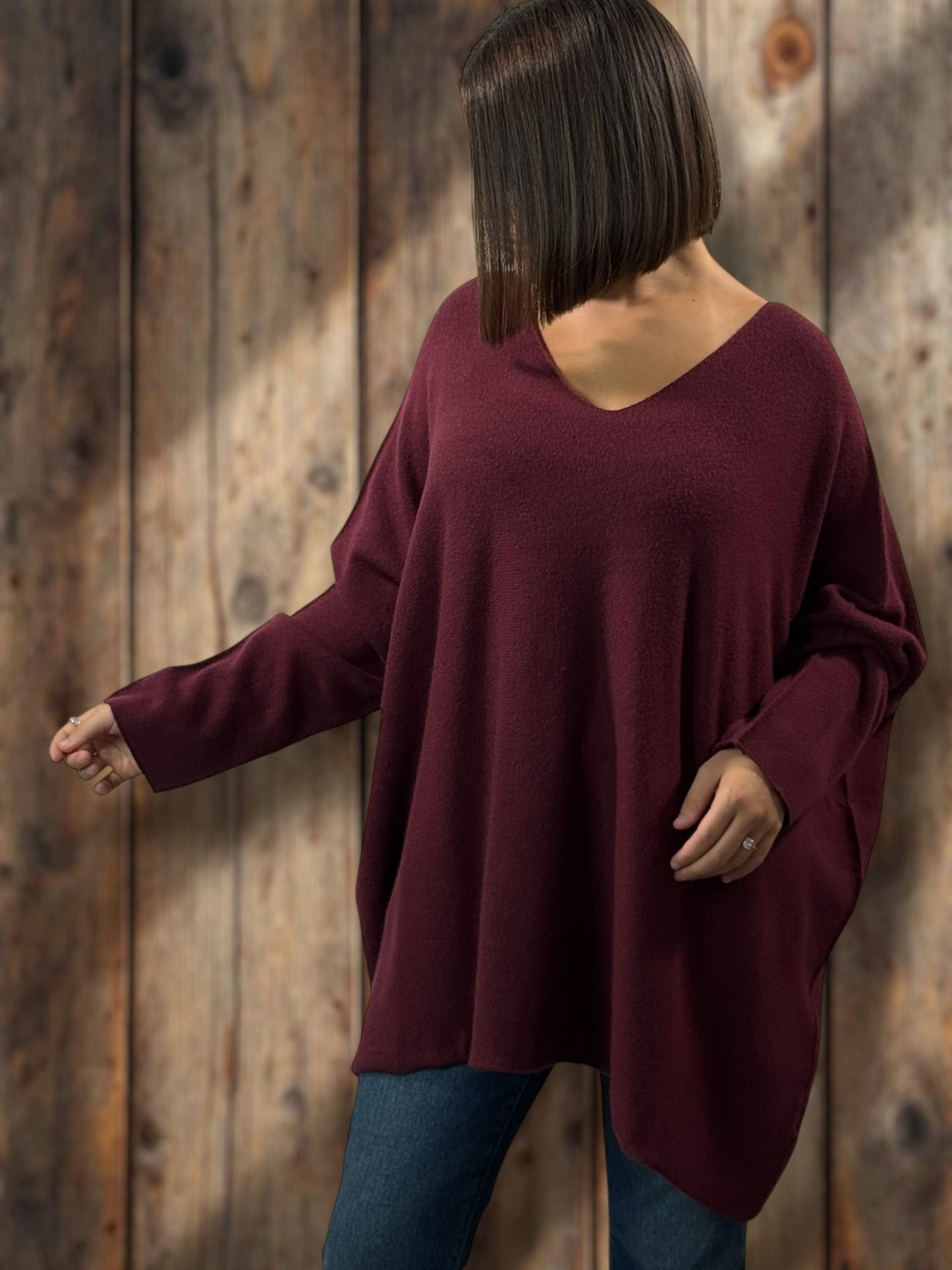 PALOMA - PULL OVERSIZE BORDEAUX JUSQU'A LA TAILLE 56