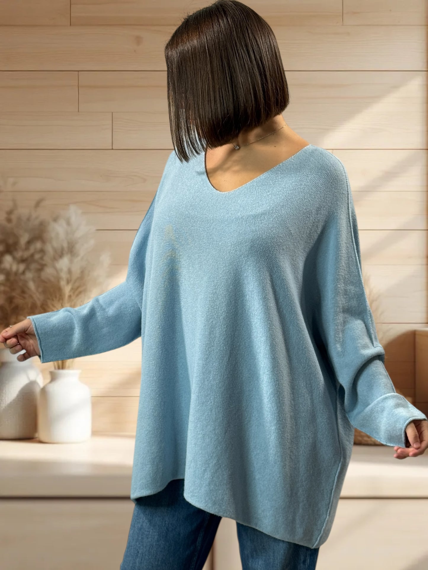 PALOMA - PULL OVERSIZE BLEU CIEL JUSQU'A LA TAILLE 56