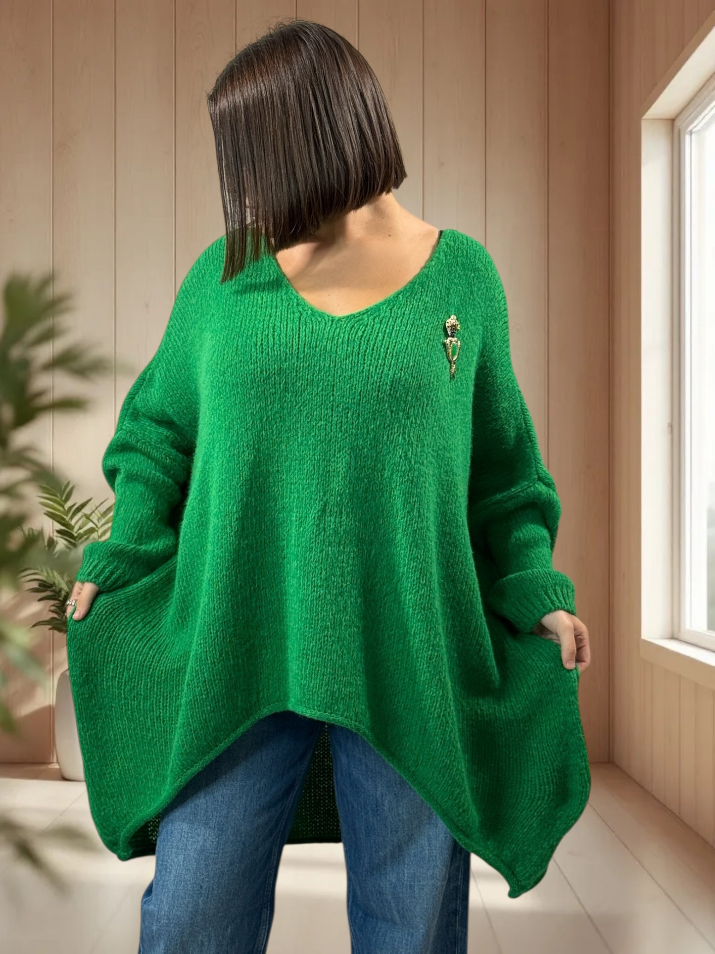 JULIA - PULL OVERSIZE VERT JUSQU'A LA TAILLE 56/58