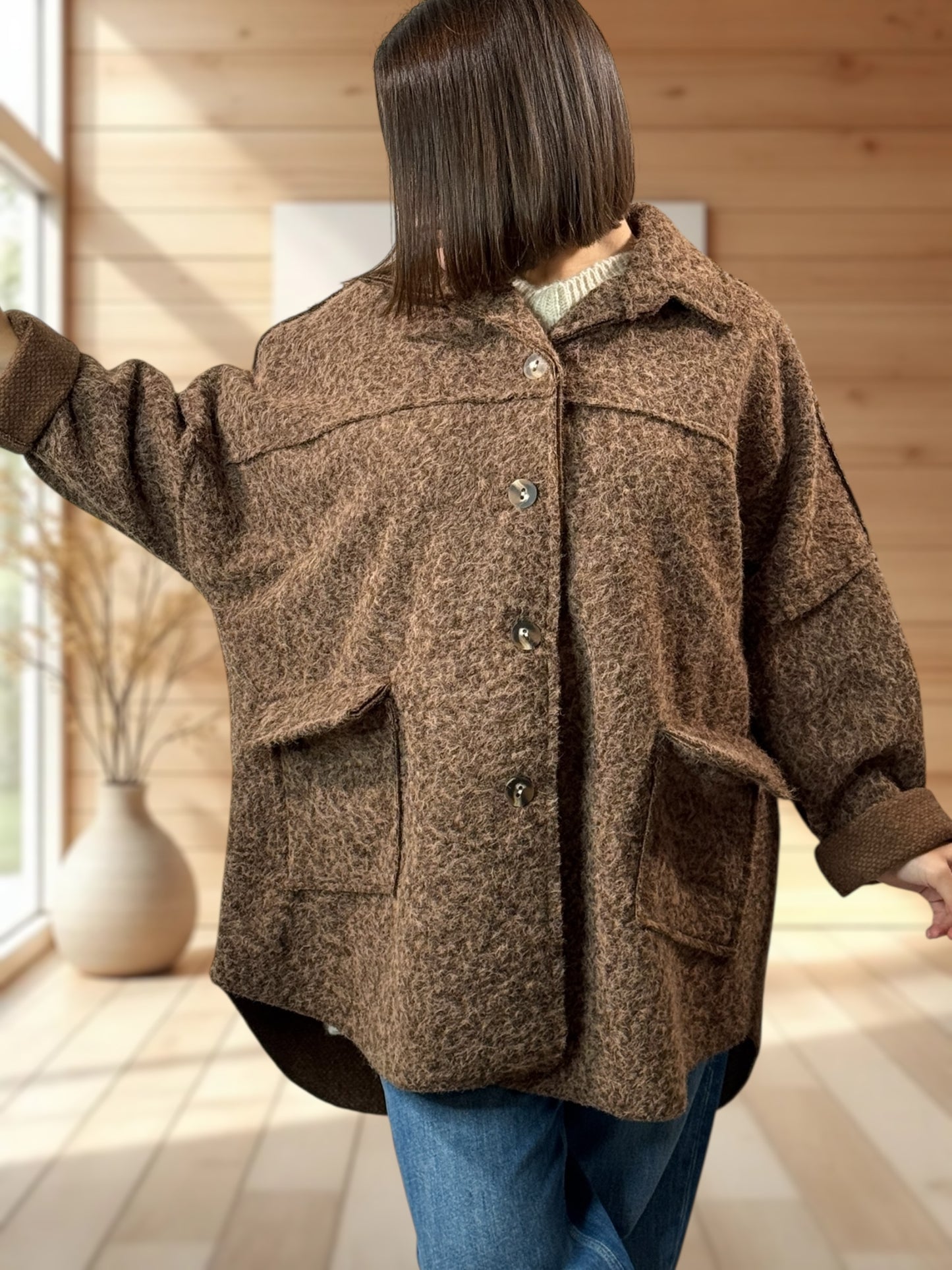 RAVELO - VESTE OVERSIZE MARRON JUSQU'A LA TAILLE 54/56