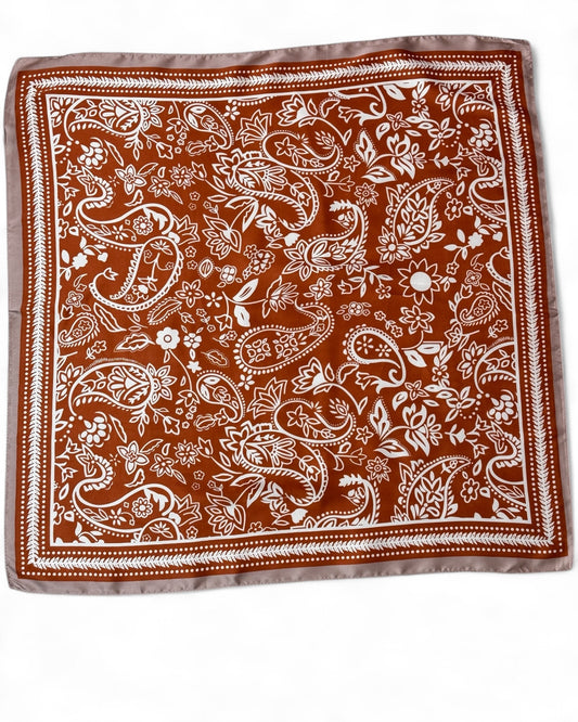 JULIETTE REF11 - PETIT FOULARD ROUX A MOTIF