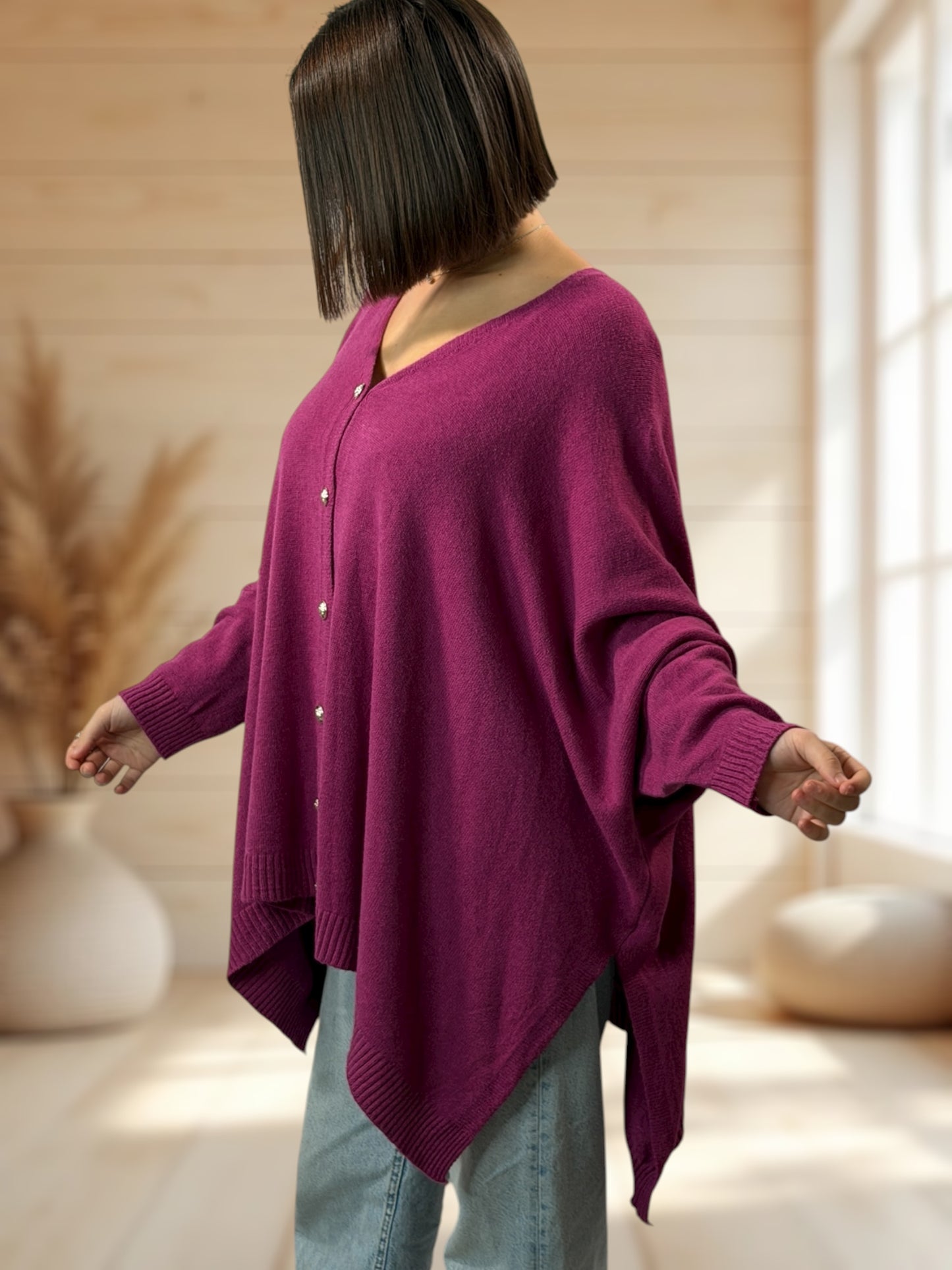 MATHILDE - GILET OVERSIZE VINO JUSQU'A LA TAILLE 56/58