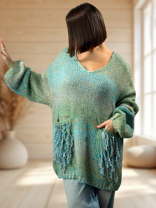 CHACHA REF3 - PULL OVERSIZE LAGON AVEC LUREX JUSQU'A LA TAILLE 54/56