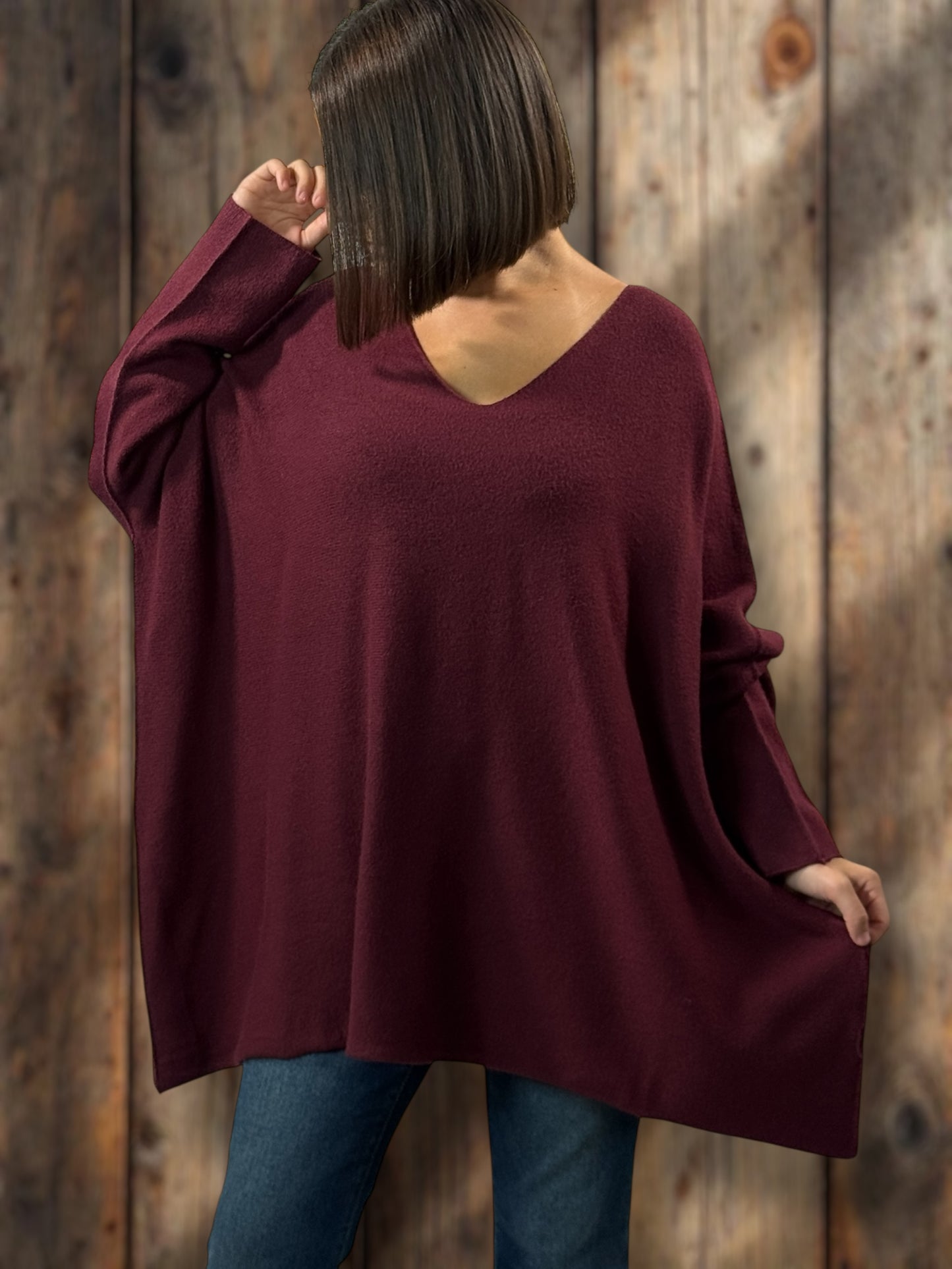 PALOMA - PULL OVERSIZE BORDEAUX JUSQU'A LA TAILLE 56