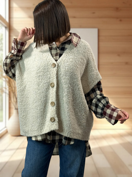 MARA - GILET BLANC CASSE SANS MANCHES JUSQU'A LA TAILLE 56