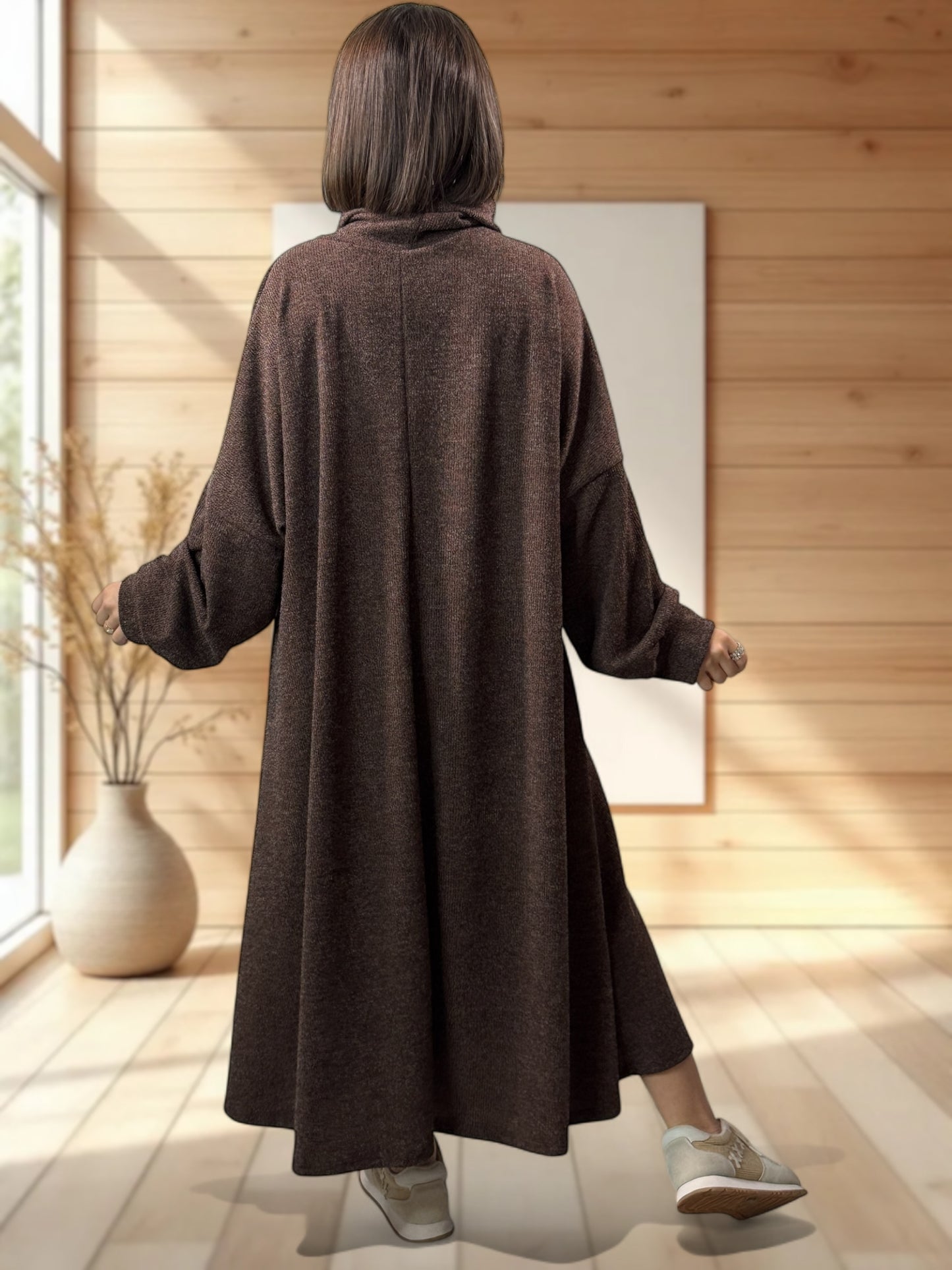 MILAN - ROBE OVERSIZE MARRON JUSQU'A LA TAILLE 60