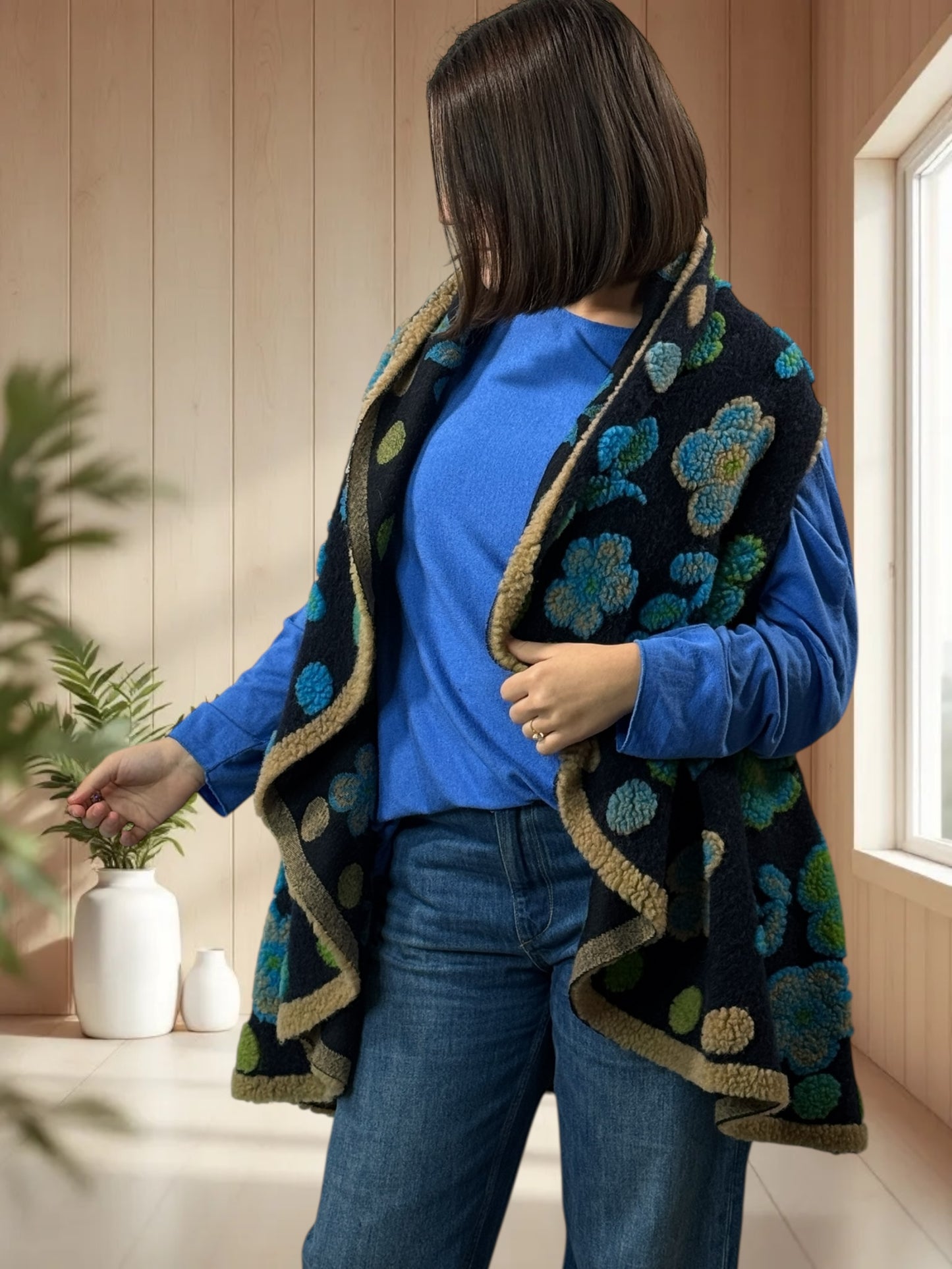 CHOCOLAT - GILET EN LAINE BOUILLIE JUSQU'A LA TAILLE 52
