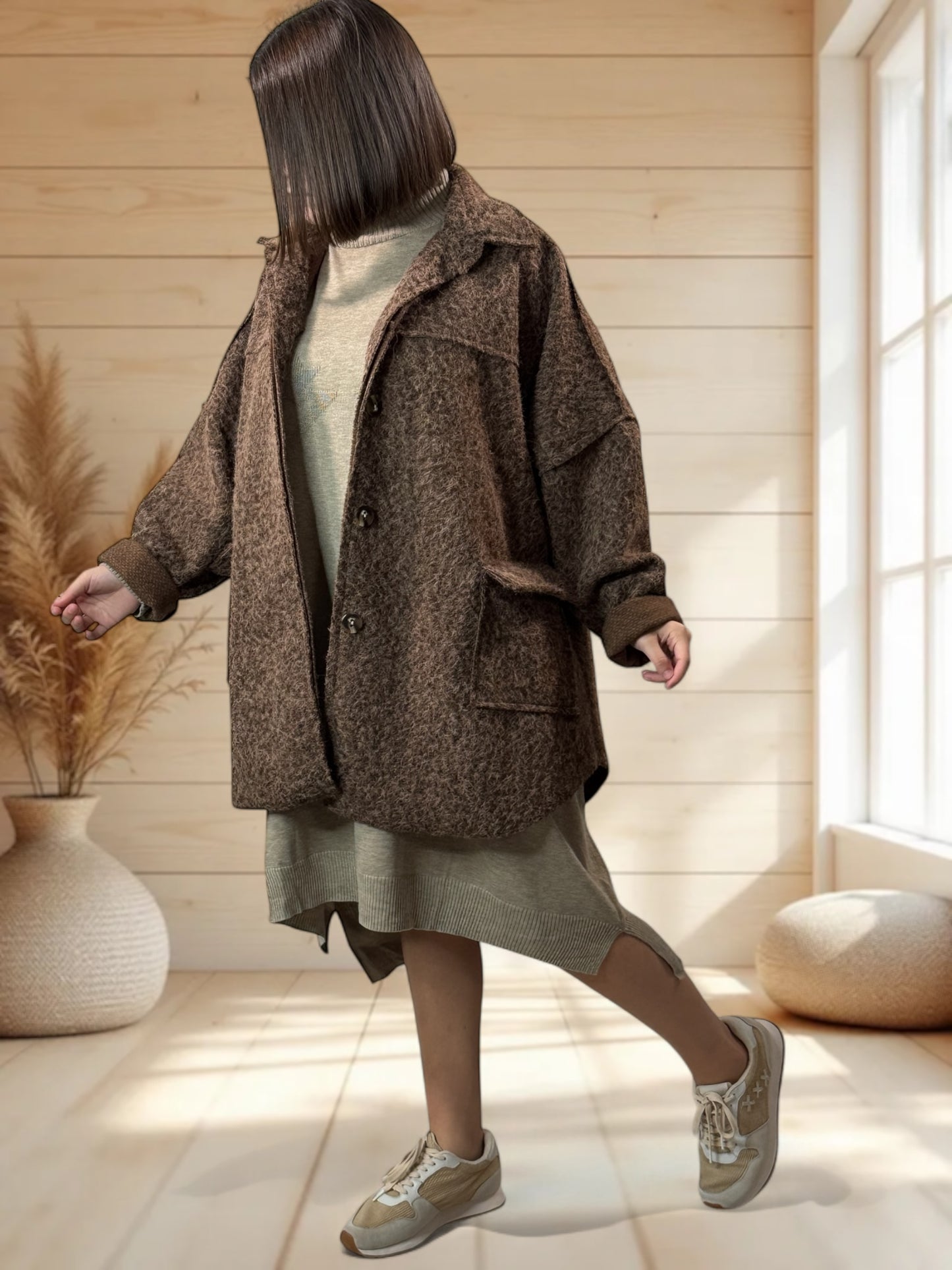 RAVELO - VESTE OVERSIZE MARRON JUSQU'A LA TAILLE 54/56