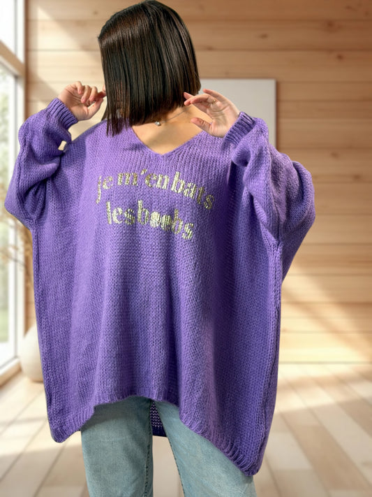LUCIA - PULL OVERSIZE LILAS JUSQU'A LA TAILLE 54