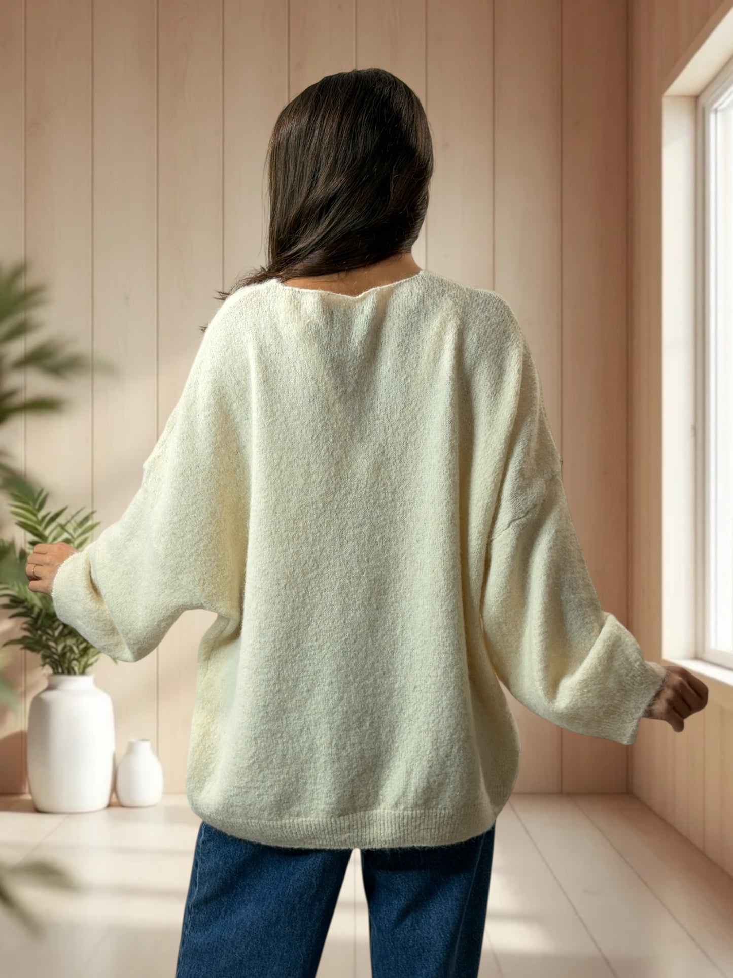 CLAUDIO - PULL BEIGE LOGO BOHEME JUSQU'A LA TAILLE 54/56