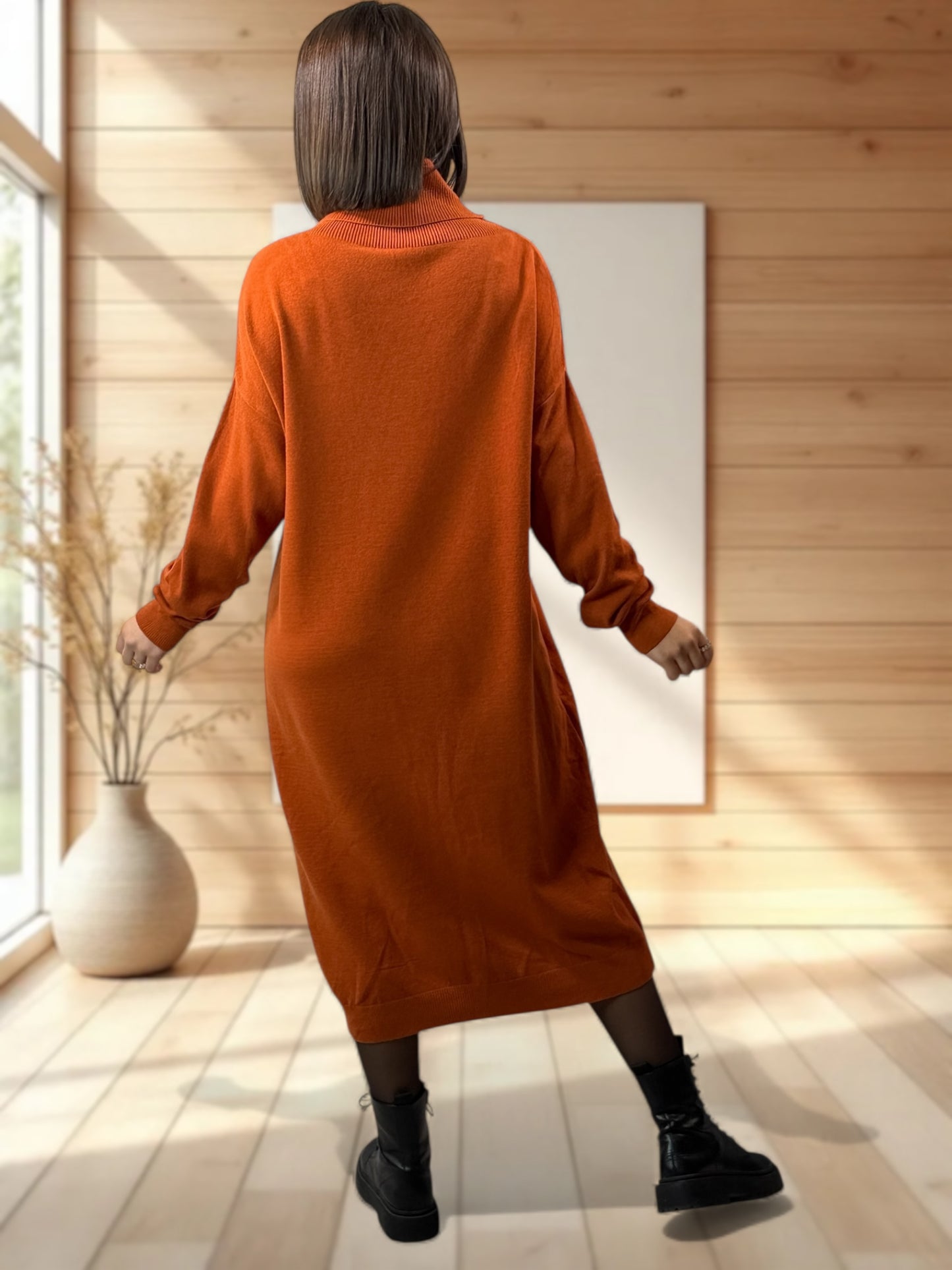 VICTOIRE - ROBE EN MAILLE ROUILLE OVERSIZE JUSQU'A LA TAILLE 48/50