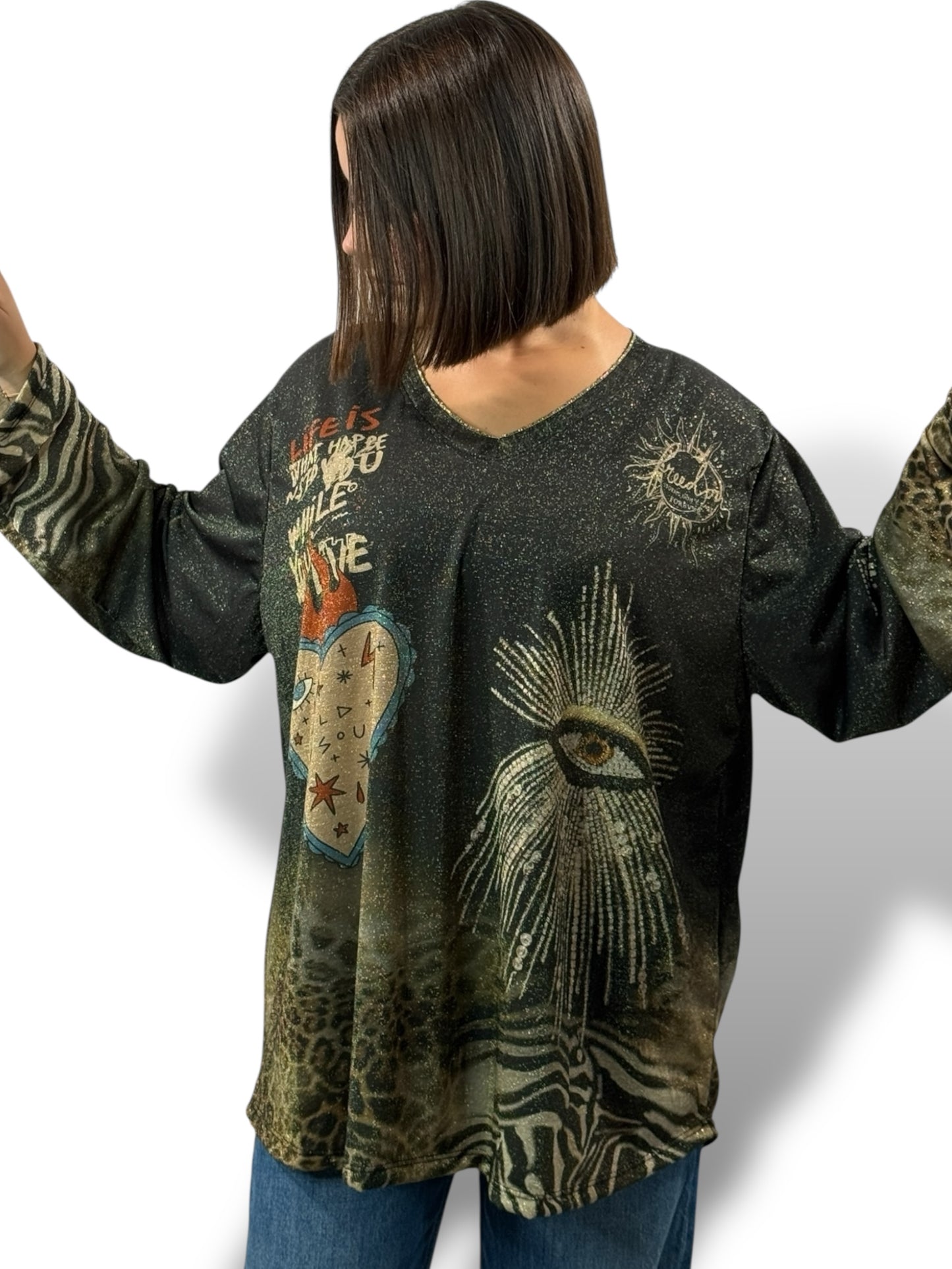 MARYLIN - TOP OVERSIZE FLUIDE SCINTILLANT JUSQU'A LA TAILLE 54
