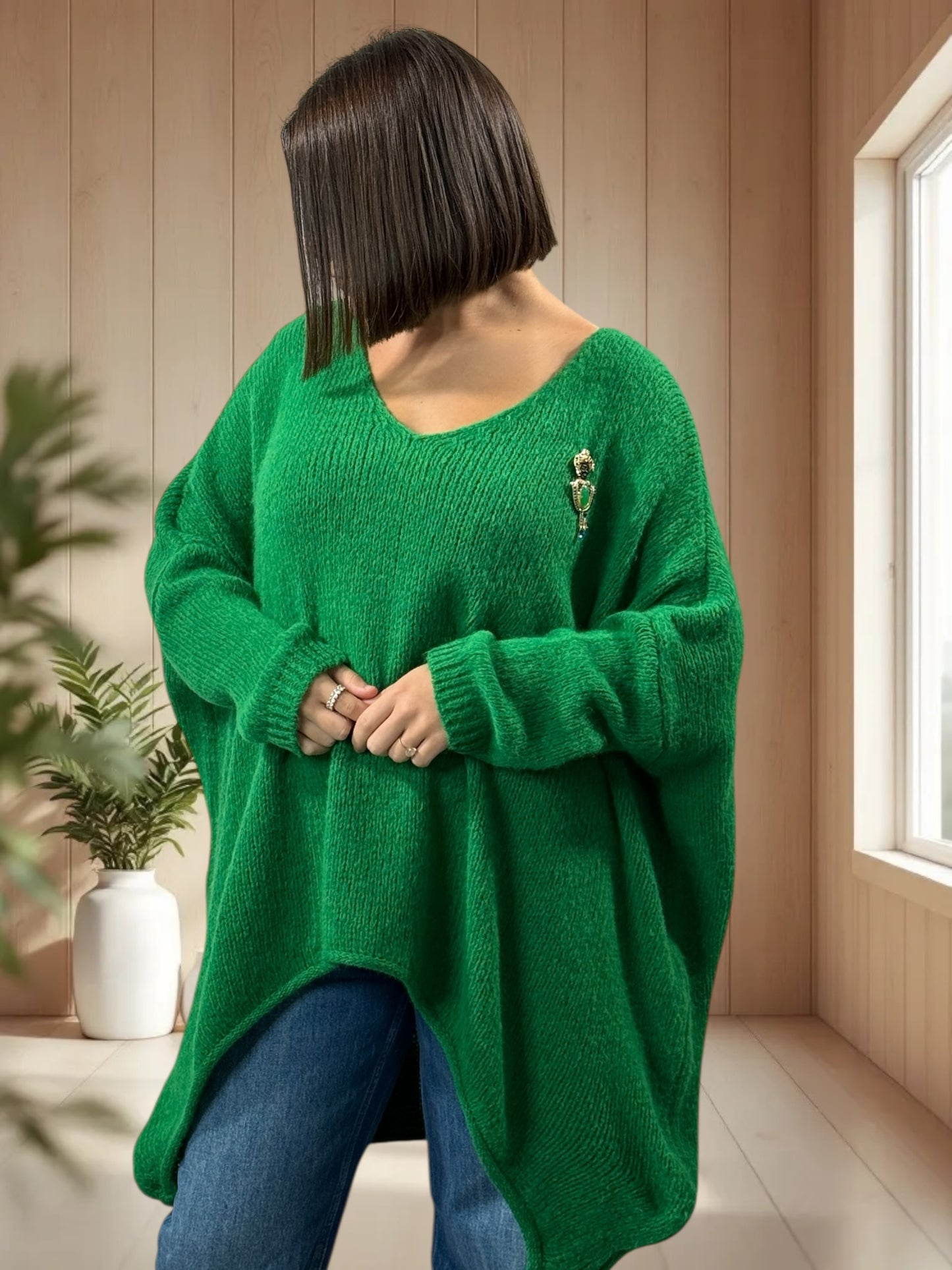 JULIA - PULL OVERSIZE VERT JUSQU'A LA TAILLE 56/58