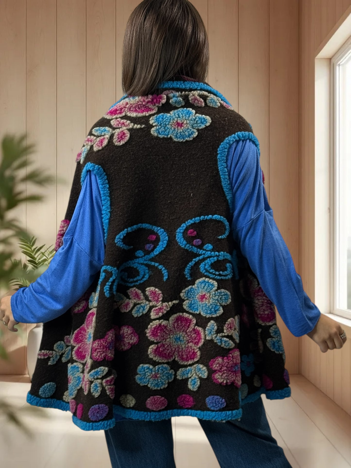 CHOCOLAT - GILET EN LAINE BOUILLIE JUSQU'A LA TAILLE 52