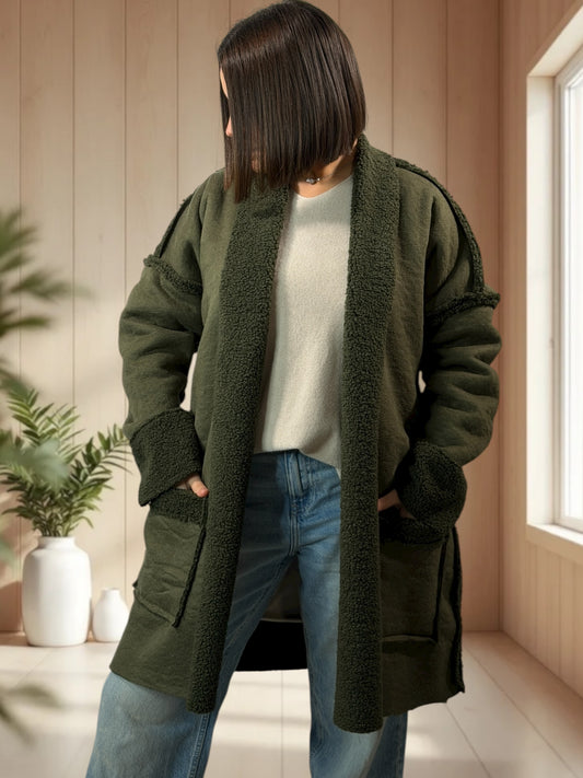 FREDERICO - VESTE KAKI OVERSIZE JUSQU'A LA TAILLE 52