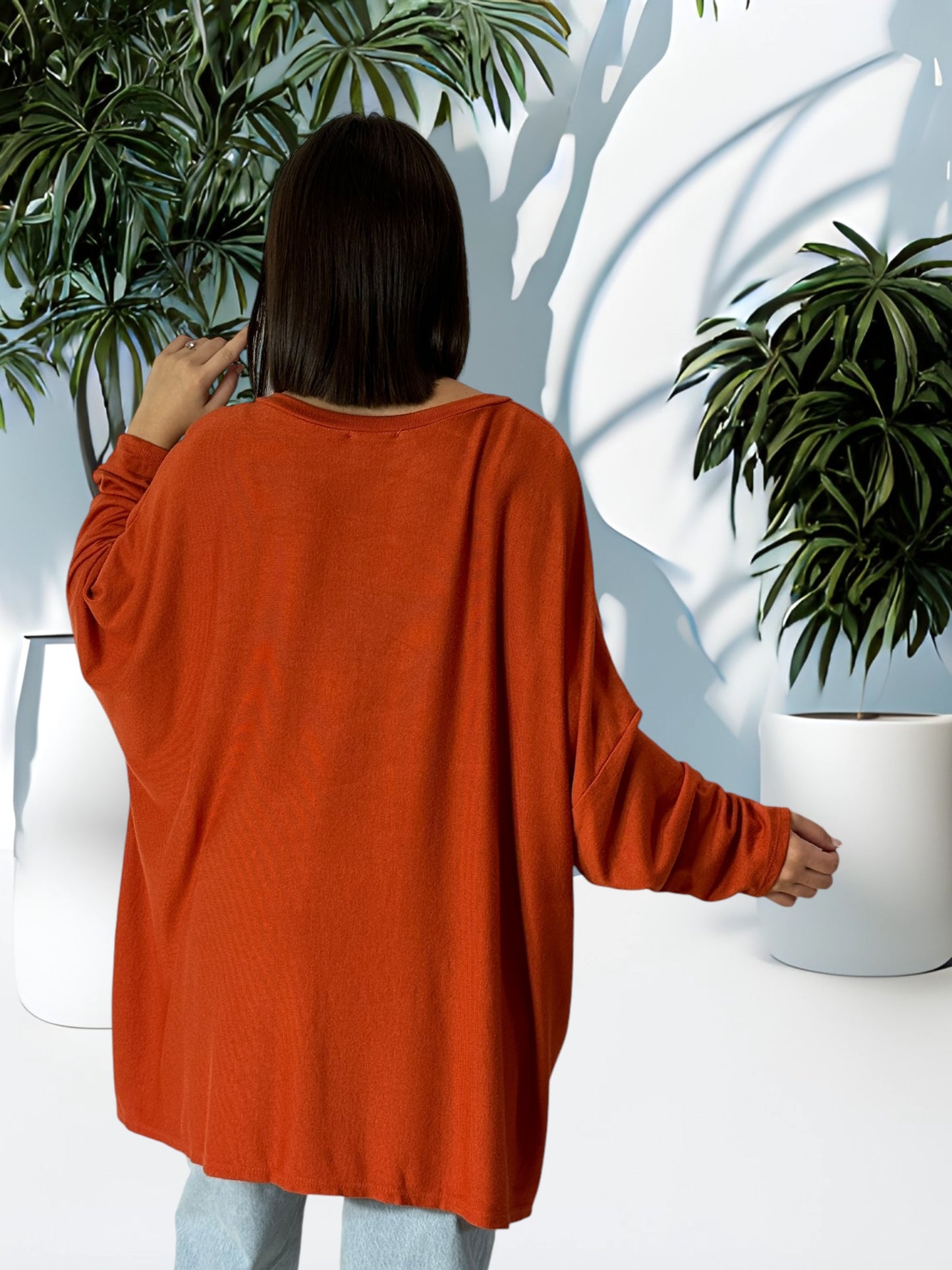OSCAR - PULL OVERSIZE ROUX EN MAILLE FLUIDE JUSQU'A LA TAILLE 56