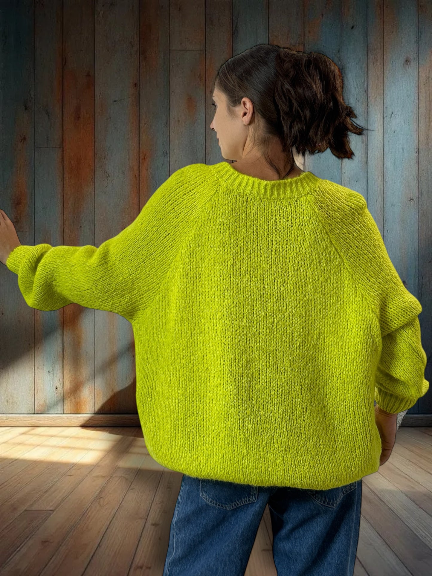 MATTEO - PULL VERT AVEC MOHAIR JUSQU'A LA TAILLE 54