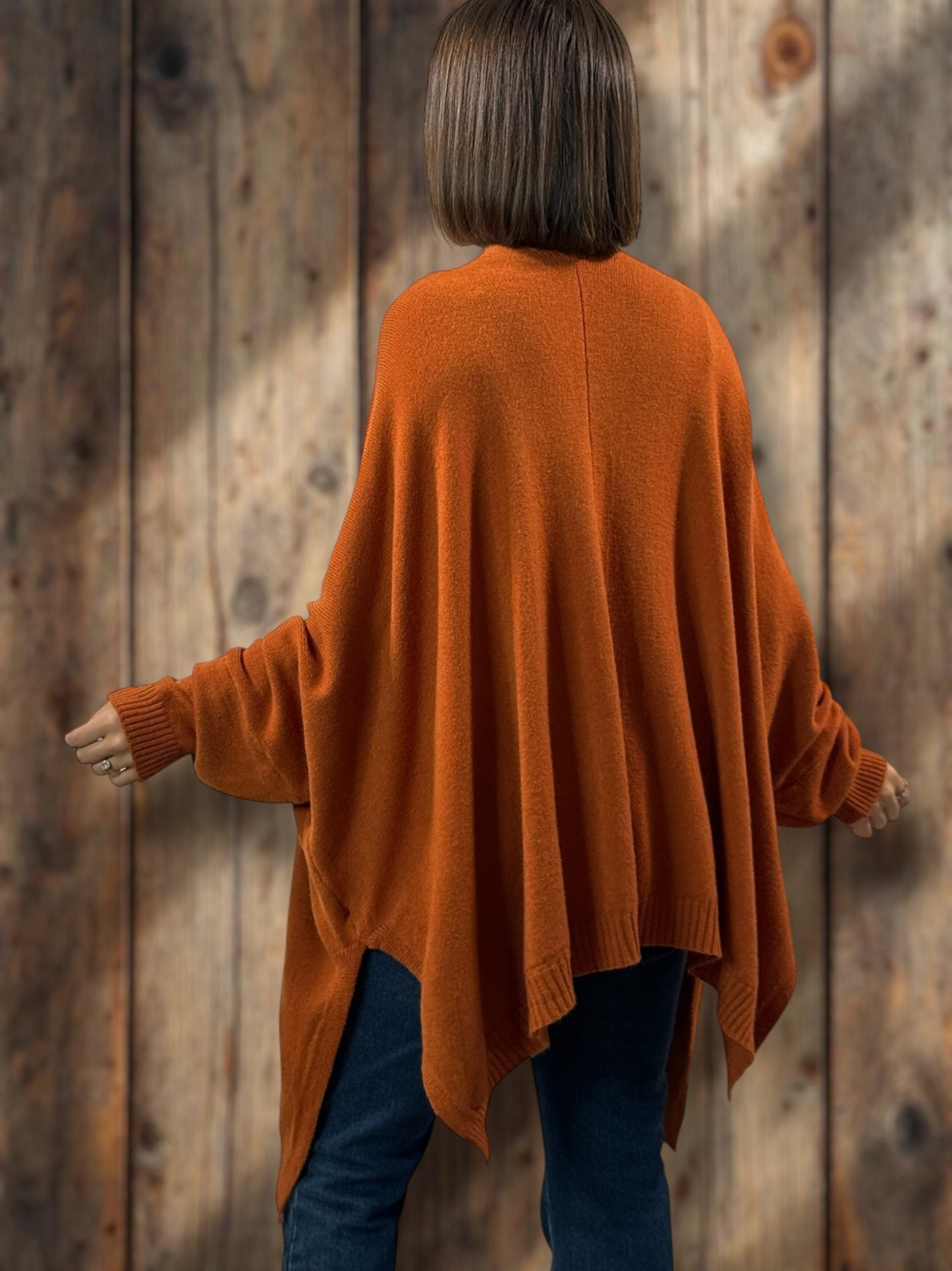 MATHILDE - GILET OVERSIZE ROUX JUSQU'A LA TAILLE 56/58