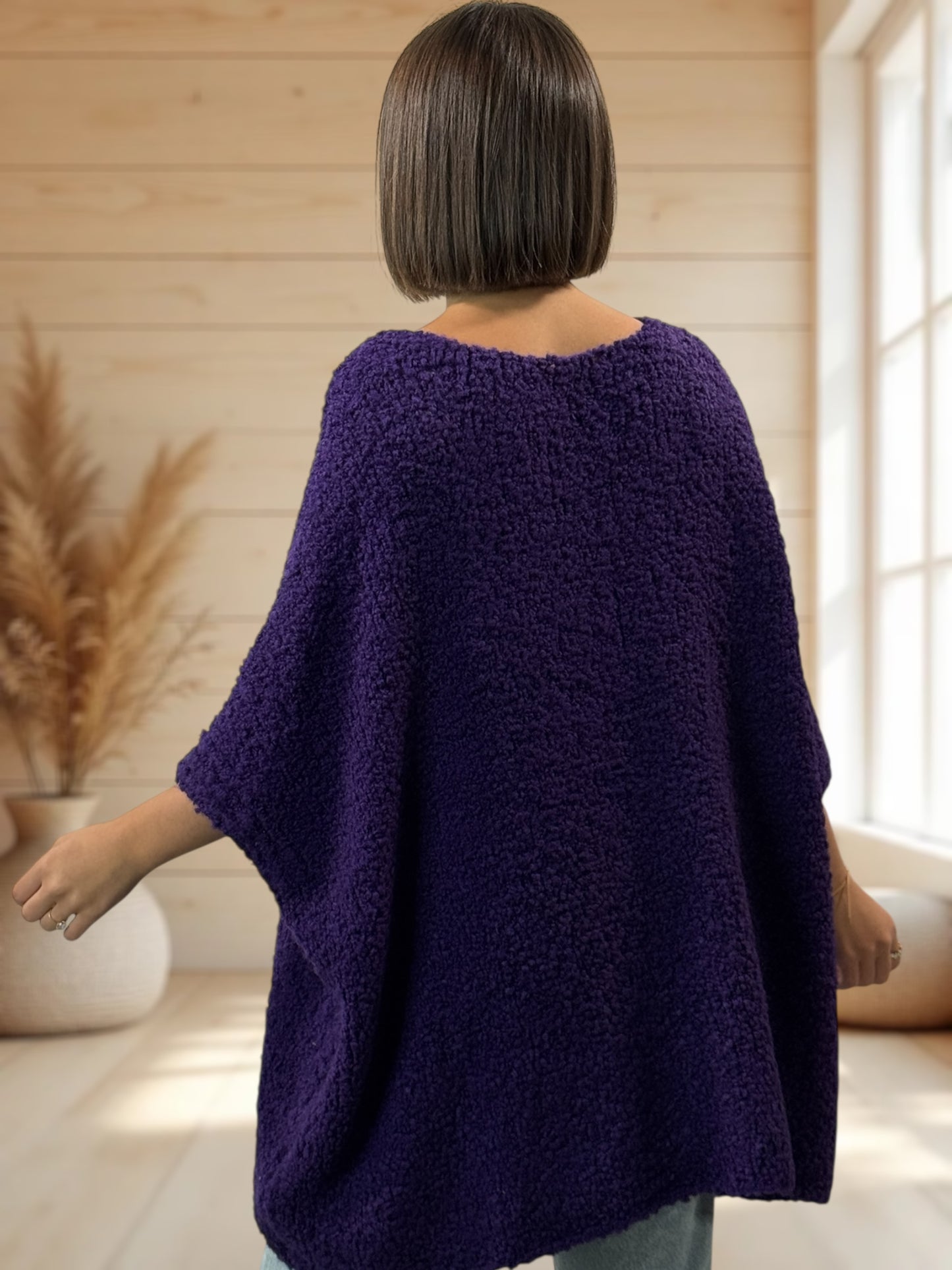 CAMILLE - PULL VIOLET OVERSIZE JUSQU'A LA TAILLE 58