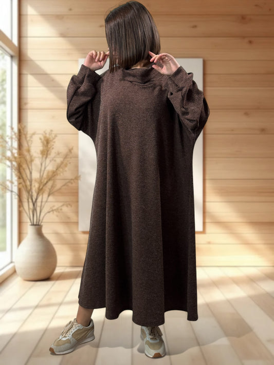 MILAN - ROBE OVERSIZE MARRON JUSQU'A LA TAILLE 60
