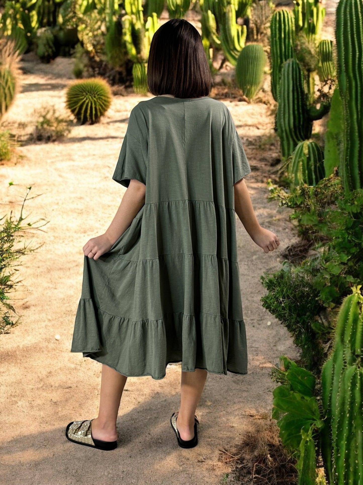 ELSA - ROBE KAKI OVERSIZE JUSQU'A LA TAILLE 56