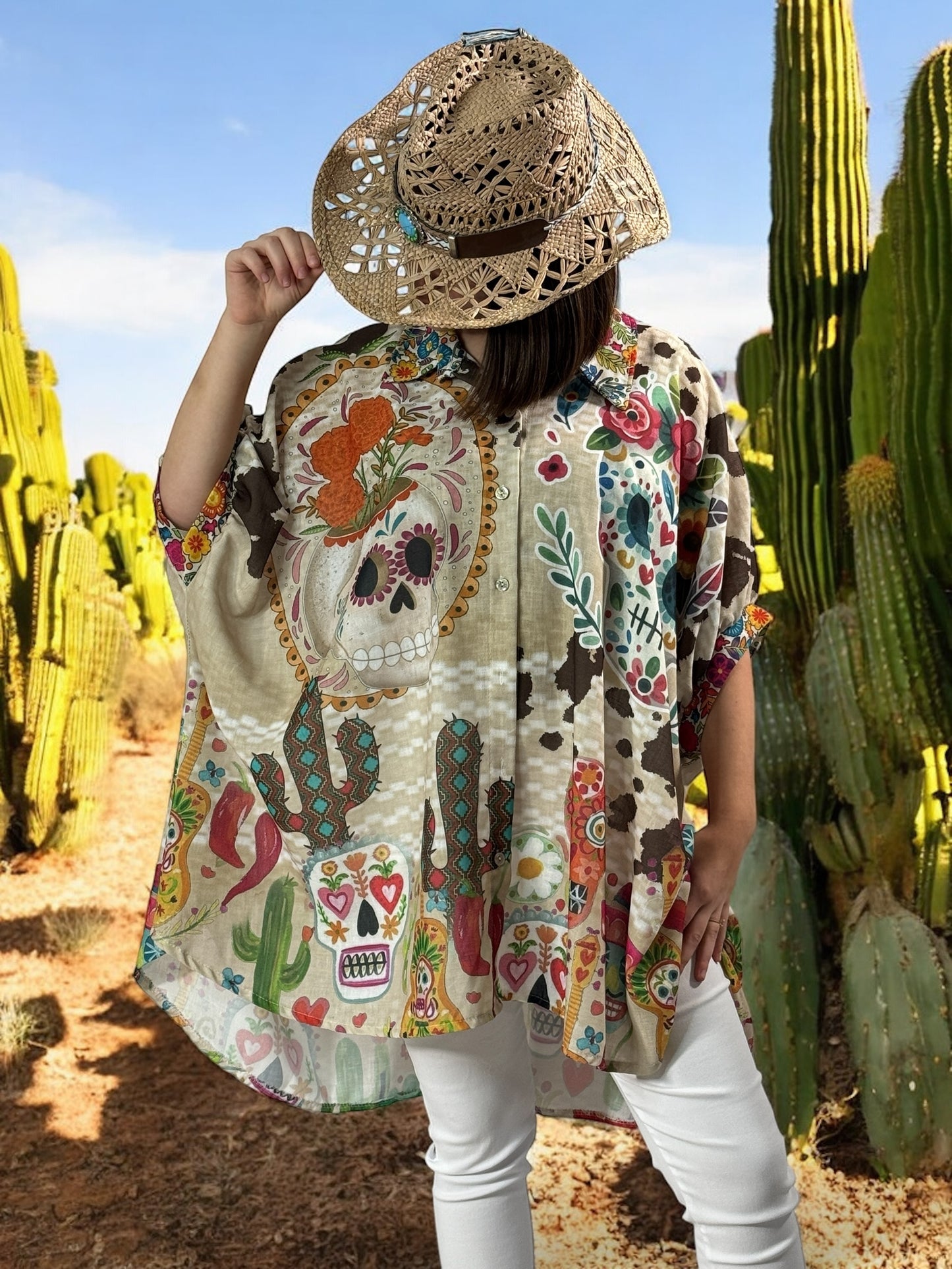 HONOLULU - TUNIQUE OVERSIZE A MOTIF JUSQU'A LA TAILLE 58
