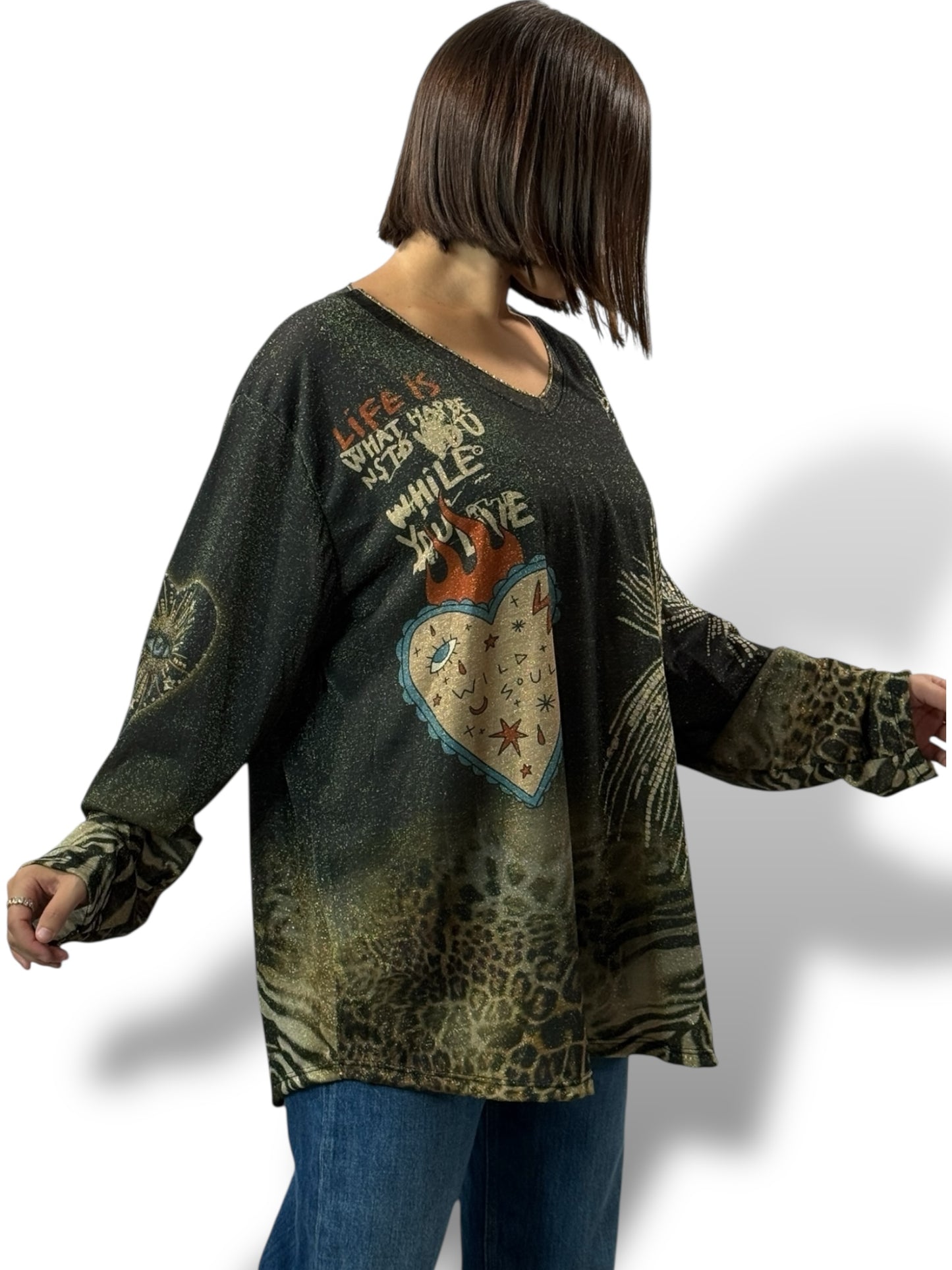 MARYLIN - TOP OVERSIZE FLUIDE SCINTILLANT JUSQU'A LA TAILLE 54