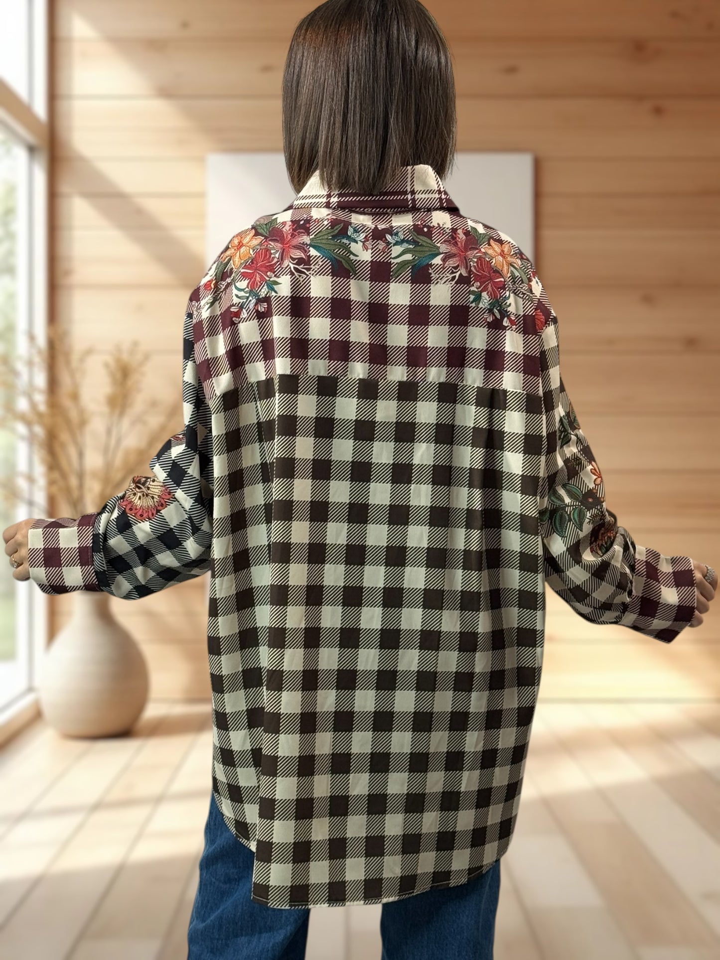 YSOLINE REF1 - CHEMISE OVERSIZE A MOTIF JUSQU'A LA TAILLE 52/54