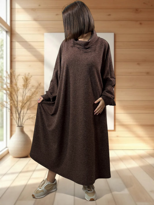 MILAN - ROBE OVERSIZE MARRON JUSQU'A LA TAILLE 60