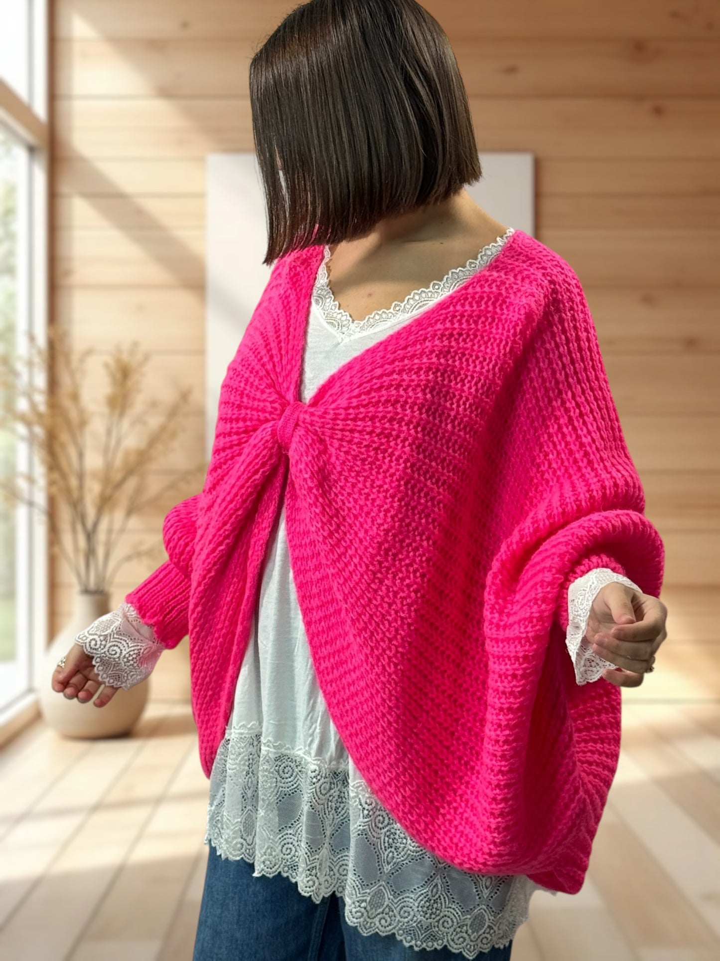 ELLA - PULL OVERSIZE FUCHSIA JUSQU'A LA TAILLE 56