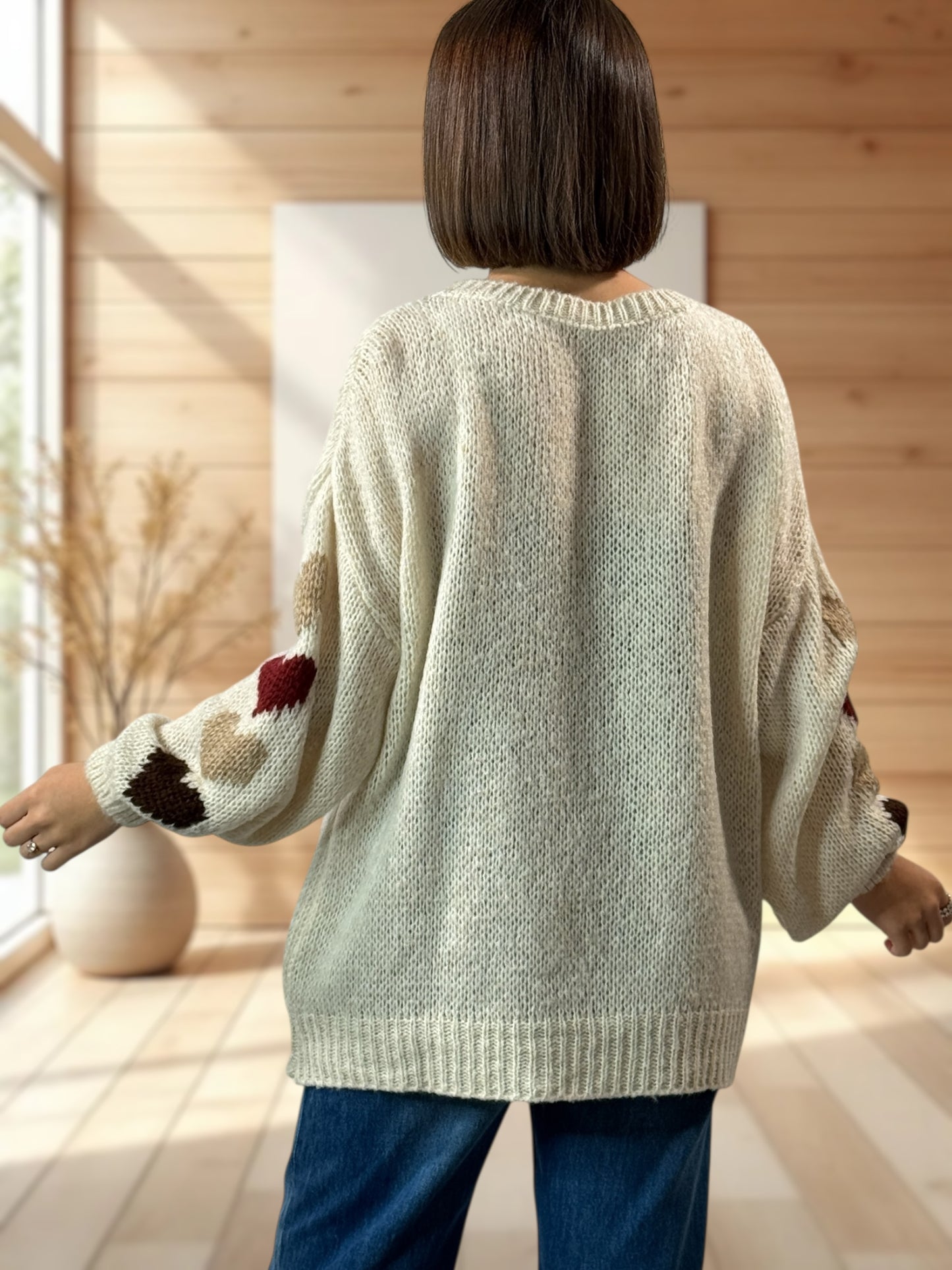 ETHAN - PULL OVERSIZE BEIGE JUSQU'A LA TAILLE 50