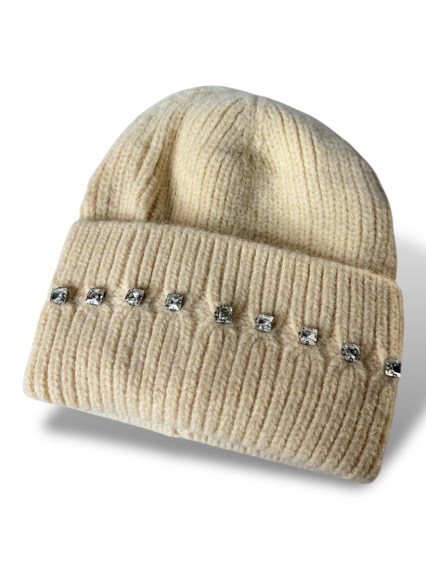 CORALIE - BONNET BEIGE AVEC STRASS