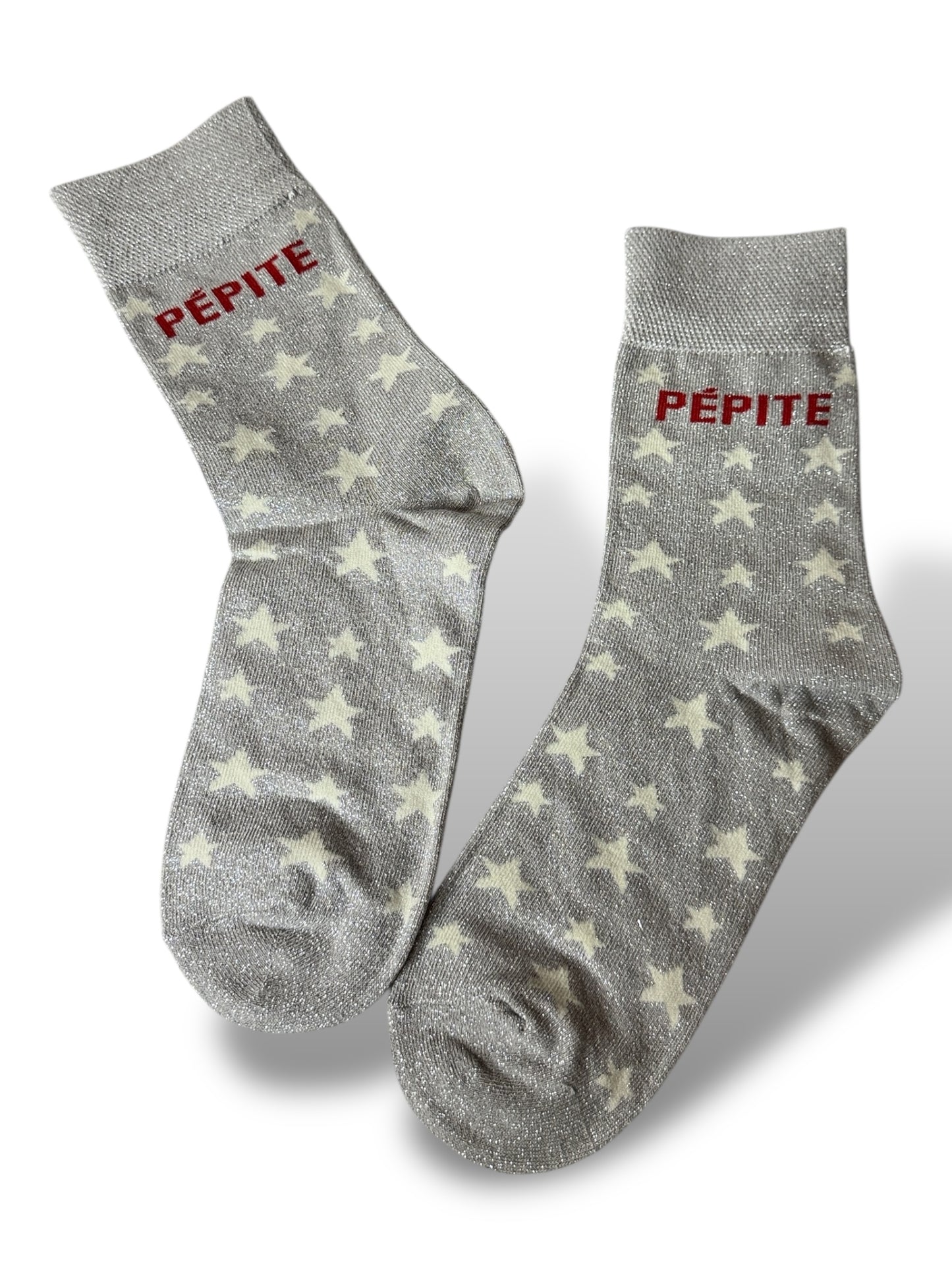 CHAUSSETTES SCINTILLANTES PEPITE ARGENT