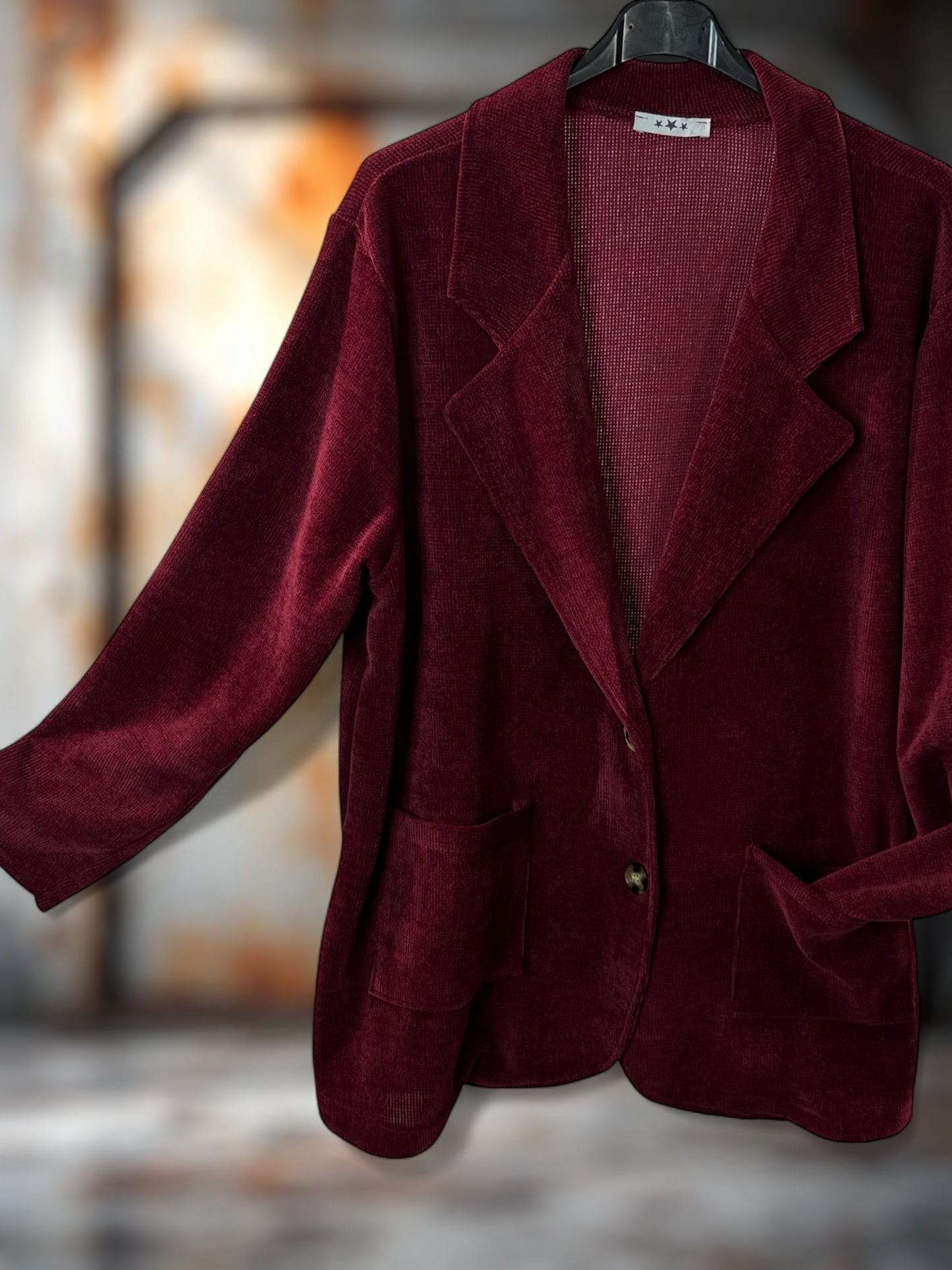 FLAVIE - VESTE BORDEAUX EN VELOURS JUSQU'A LA TAILLE 52