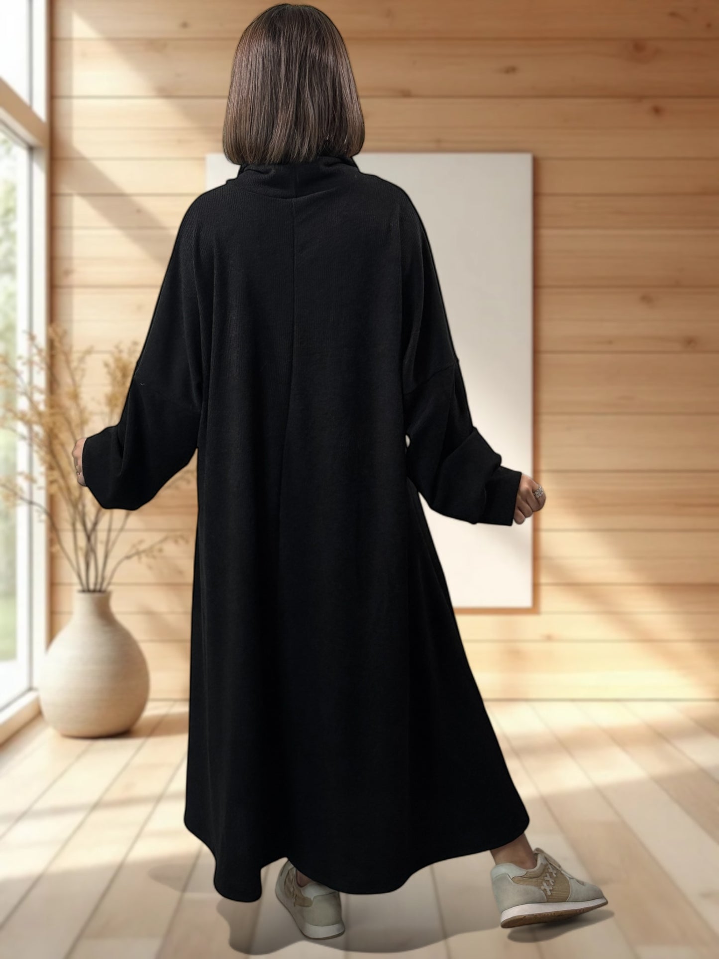 MILAN - ROBE OVERSIZE NOIRE JUSQU'A LA TAILLE 60